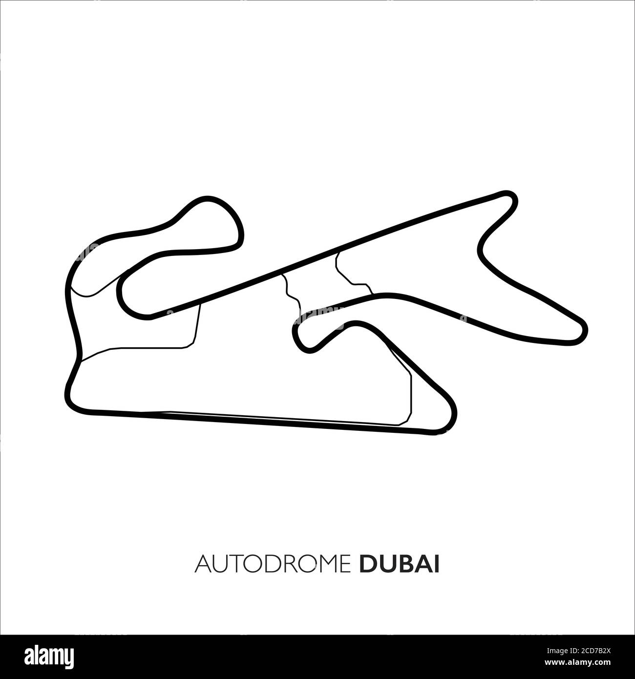 Dubai Autodrome circuit, Dubai. Motorsport race track vector map Stock