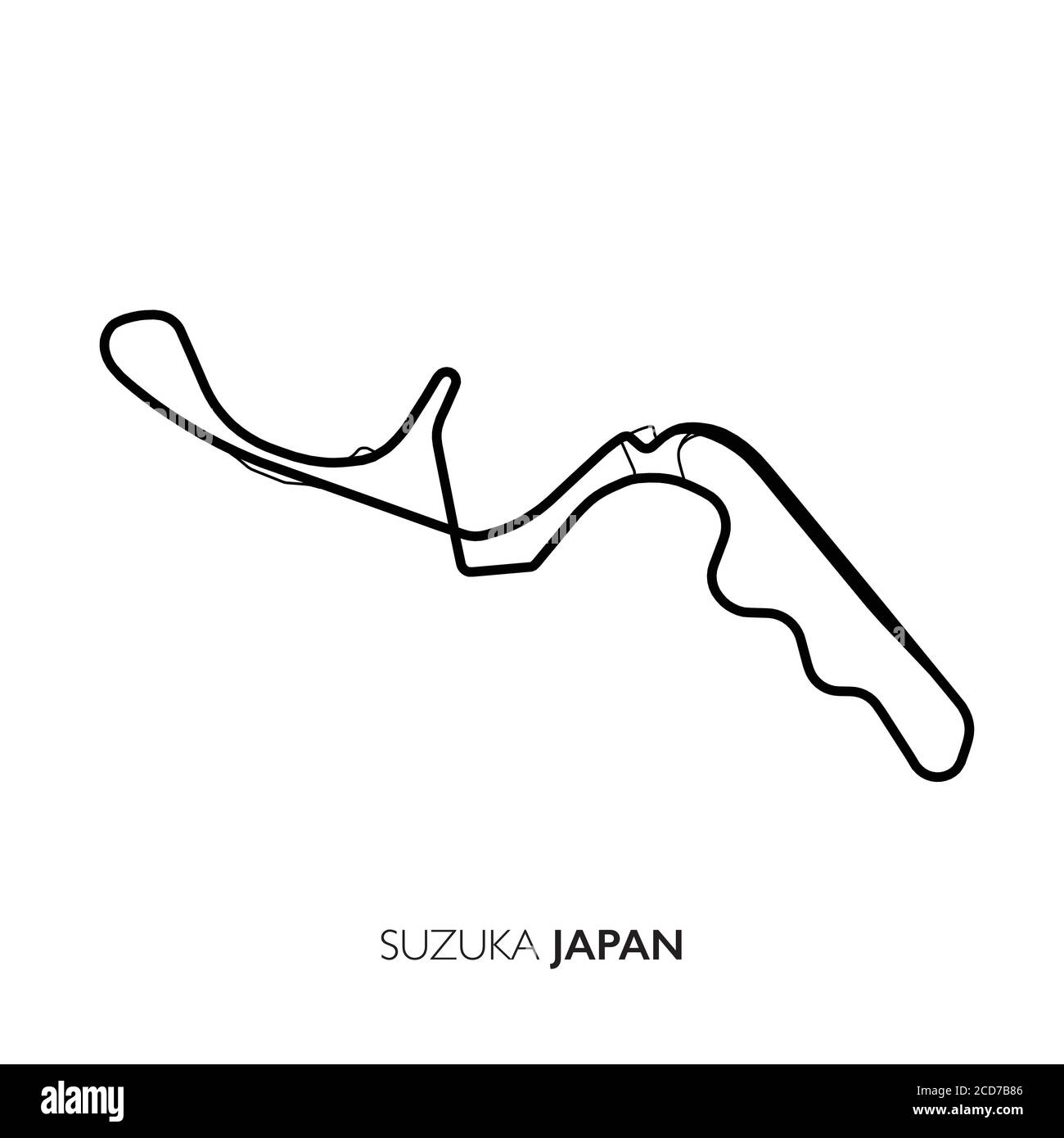 Suzuka circuit, Japan. Motorsport race track vector map Stock Vector
