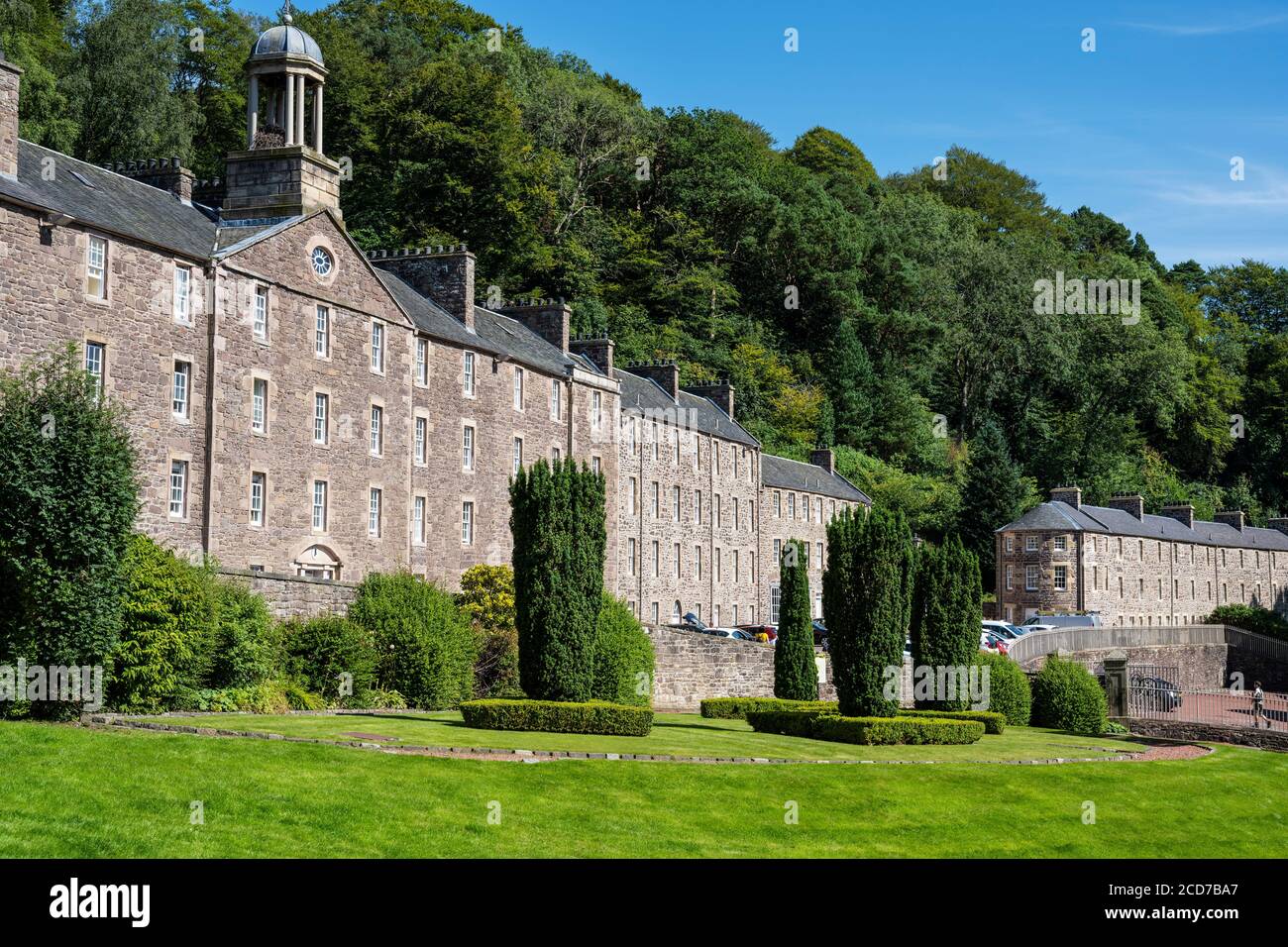 Millworkers’ Houses viewed from Robert Owen’s Garden at New Lanark