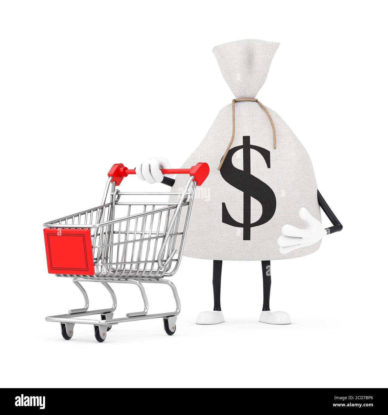 Tied Rustic Canvas Linen Money Sack or Money Bag and Dollar Sign