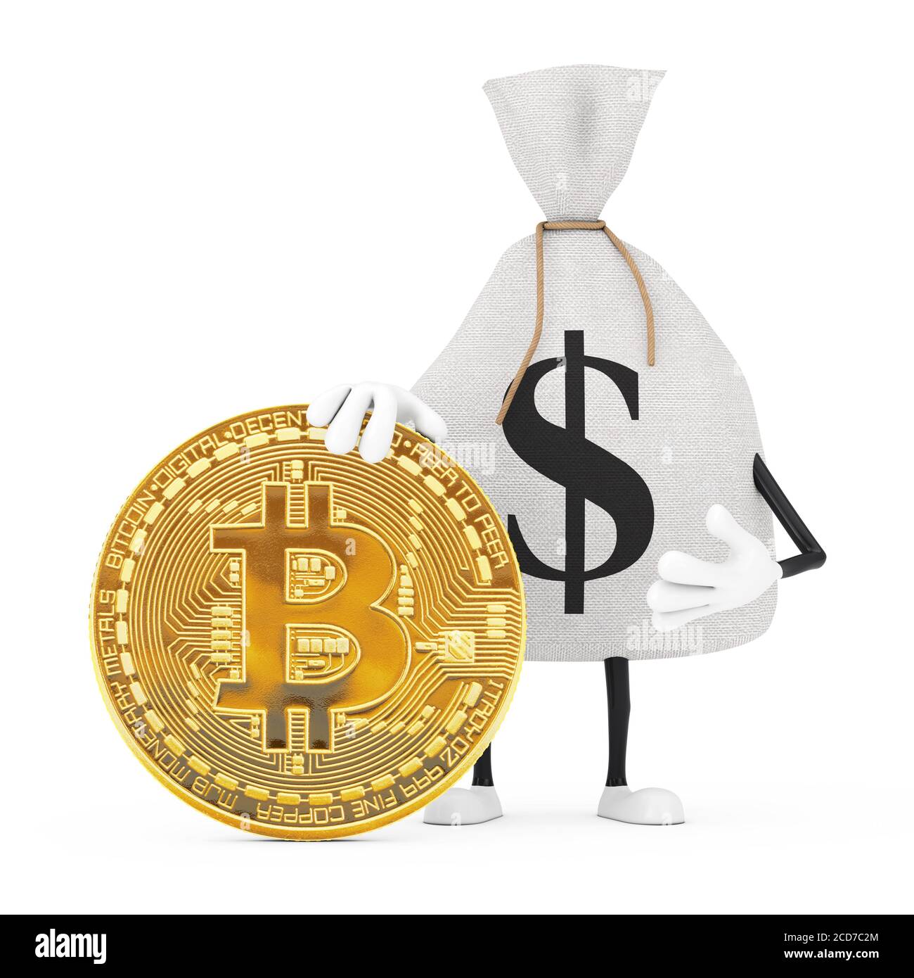 Full money bag with symbol of Bitcoin. Vector illustration isolated on  white Stock Photo - Alamy