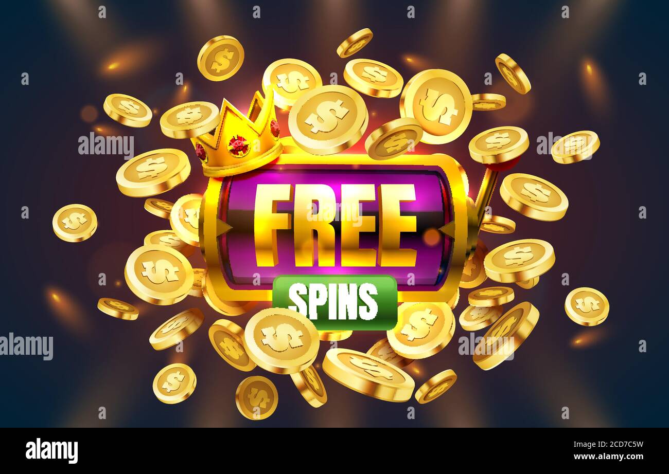 Casino free spins, 777 slot sign machine. Vector illustration Stock