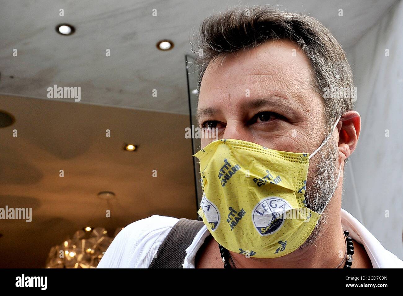 Caserta (CE), Campania, Italy 27th Aug 2020.  Minister Matteo Salvini during a short visit to the city of Caserta (CE), to meet his supporters before the regional elections to be held in mid-September. Credit: Vincenzo izzo / Alamy Live News Stock Photo
