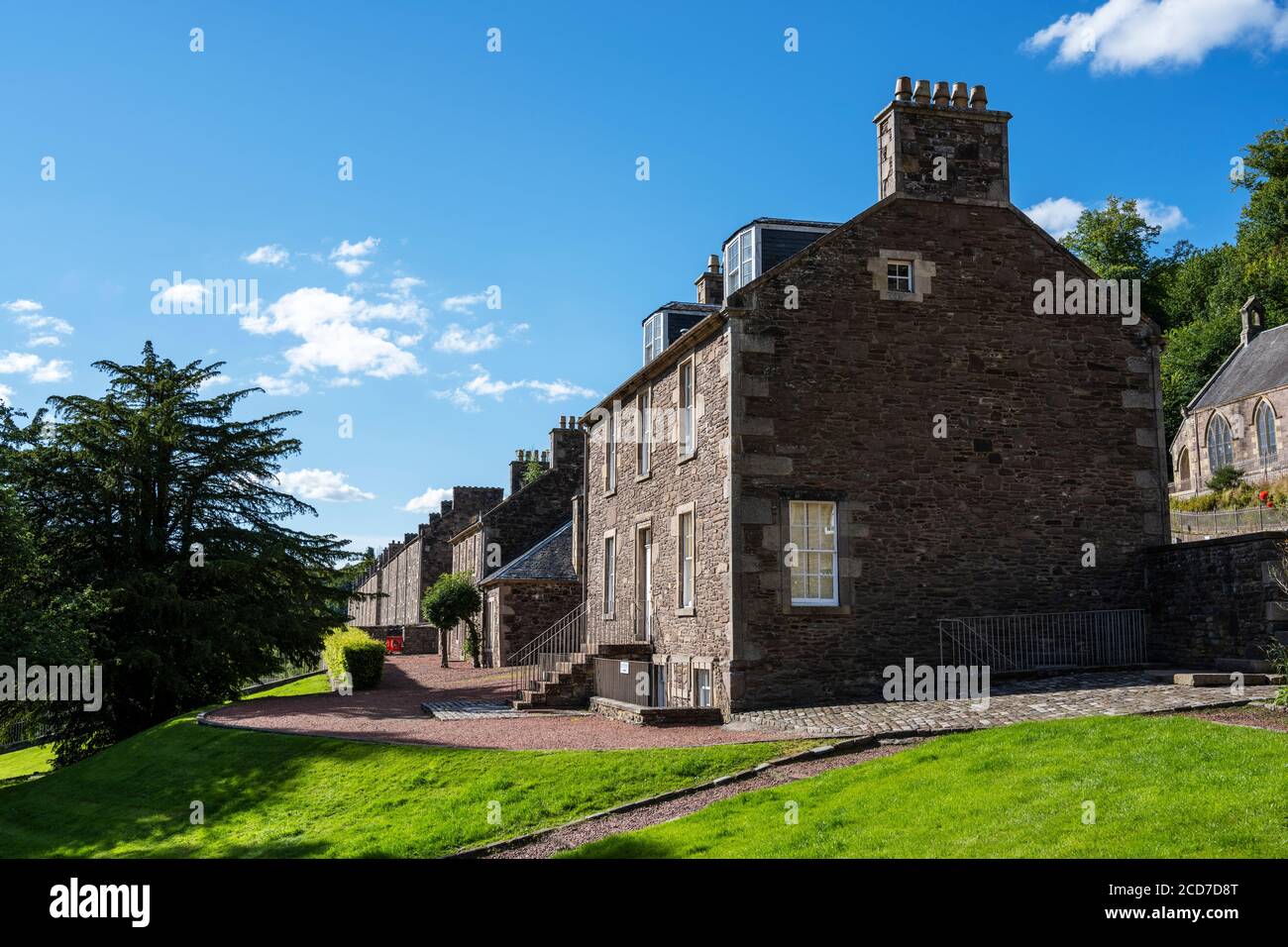 Robert Owen’s House at New Lanark World Heritage Site, New Lanark, Lanarkshire, Scotland, UK Stock Photo