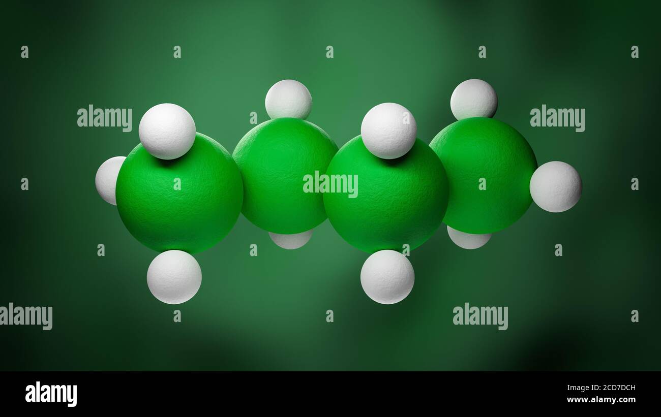Model of a butane molecule of the family of the single bonded