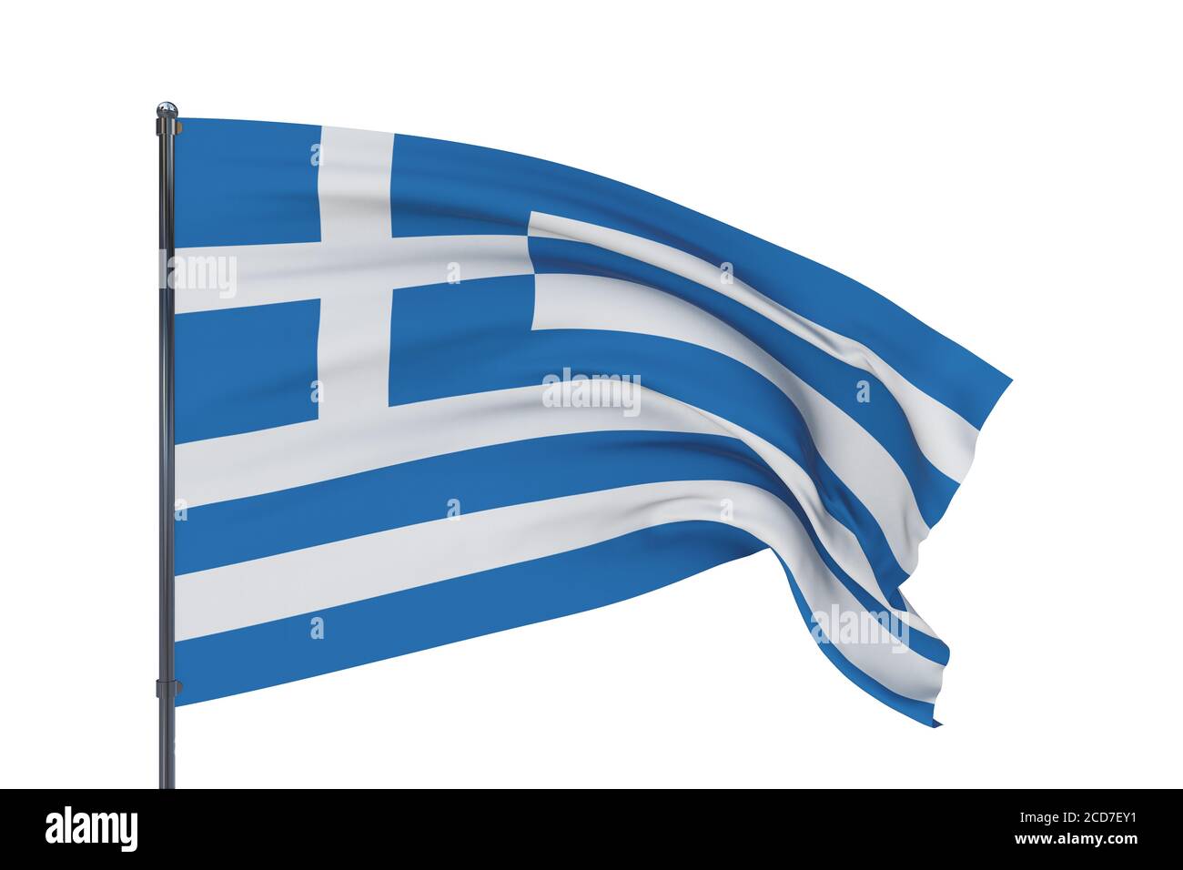 3D illustration. Waving flags of the world - flag of Greece. Isolated ...