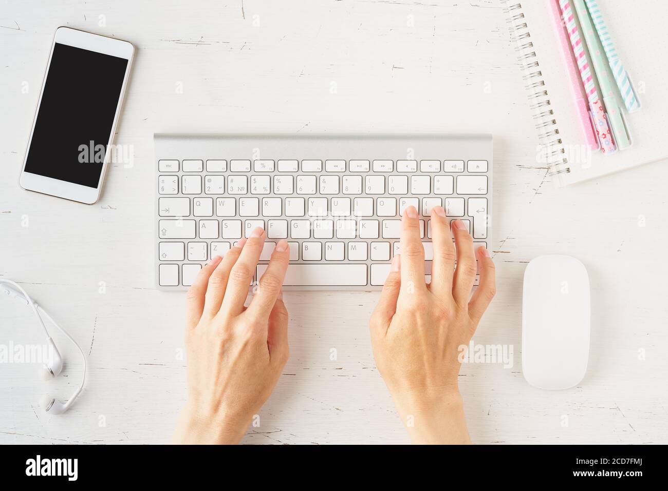 Work from home, online learning. Top view. Distance education Stock ...