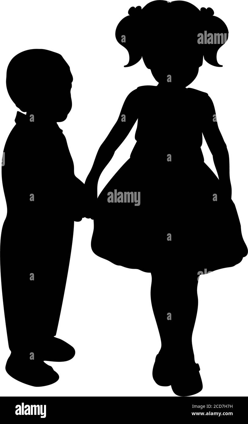 Silhouettes of girls sister and boy brother Stock Vector Image & Art - Alamy