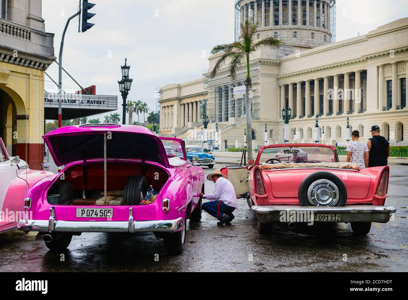 Cuba, Havana - 09 December 2016: Vintage classic american car on the street in Havana Stock Photo