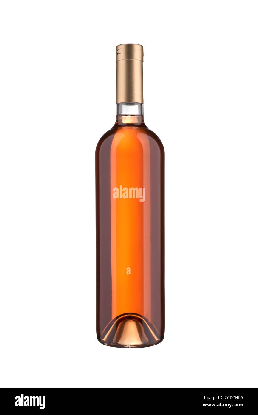 Rose wine bottle isolated on white background with clipping path Stock ...