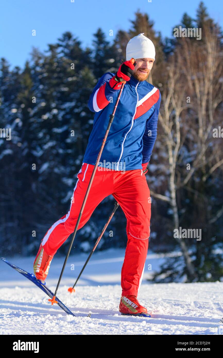 Crosscountry skier in diagonal technique Stock Photo Alamy