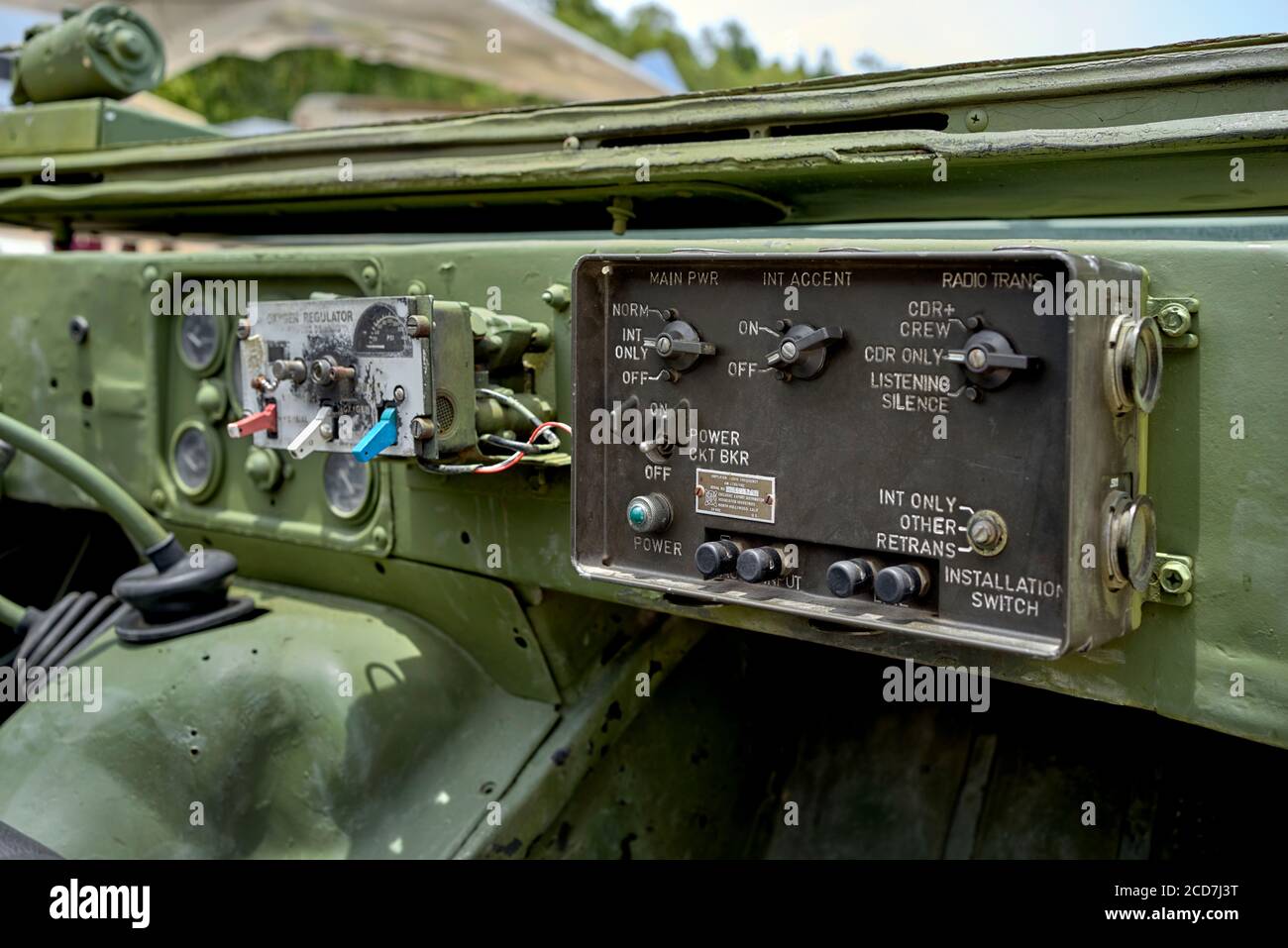Willy's Jeep console. interior panel Vintage USA World War military vehicle Stock Photo