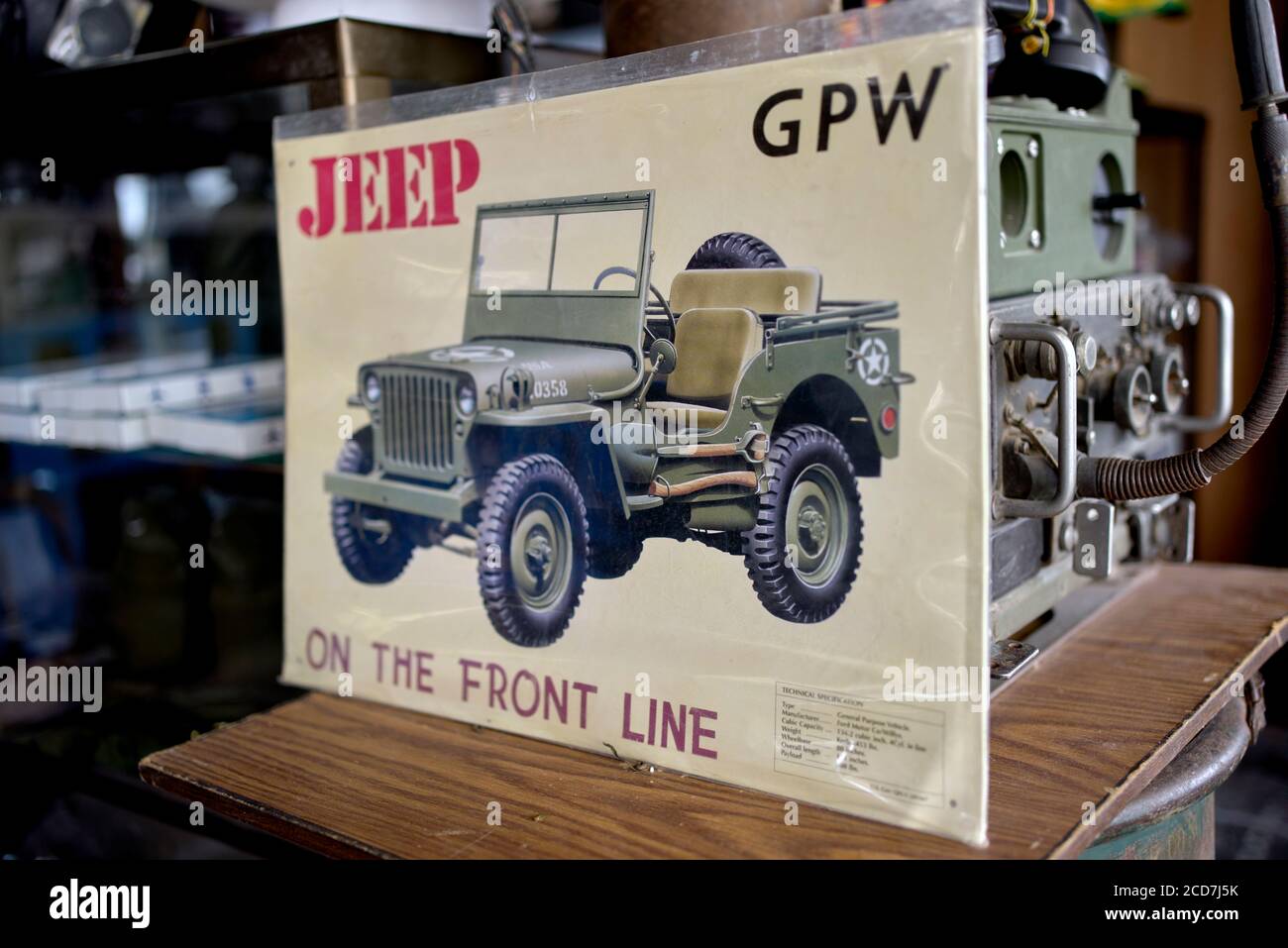 Poster Willy's Jeep. Vintage USA World War 2 military vehicle. Vintage Poster Stock Photo