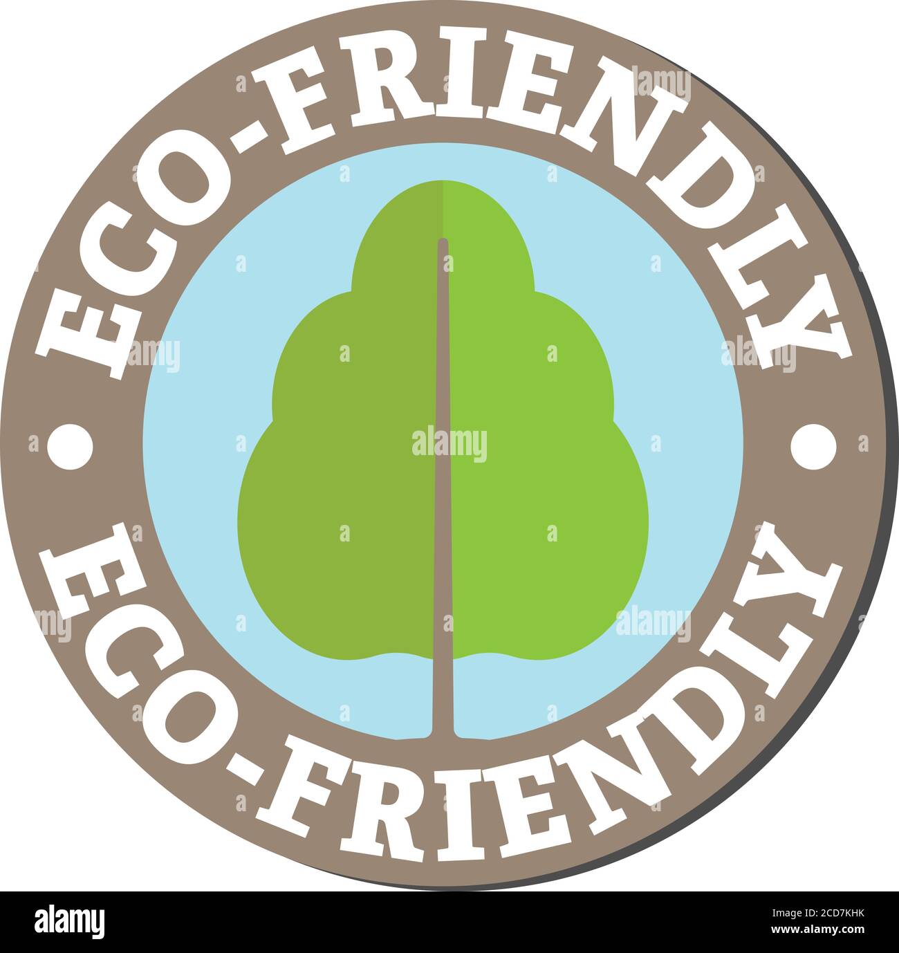 round eco-friendly sticker or label with tree symbol and text, vector illustration Stock Vector