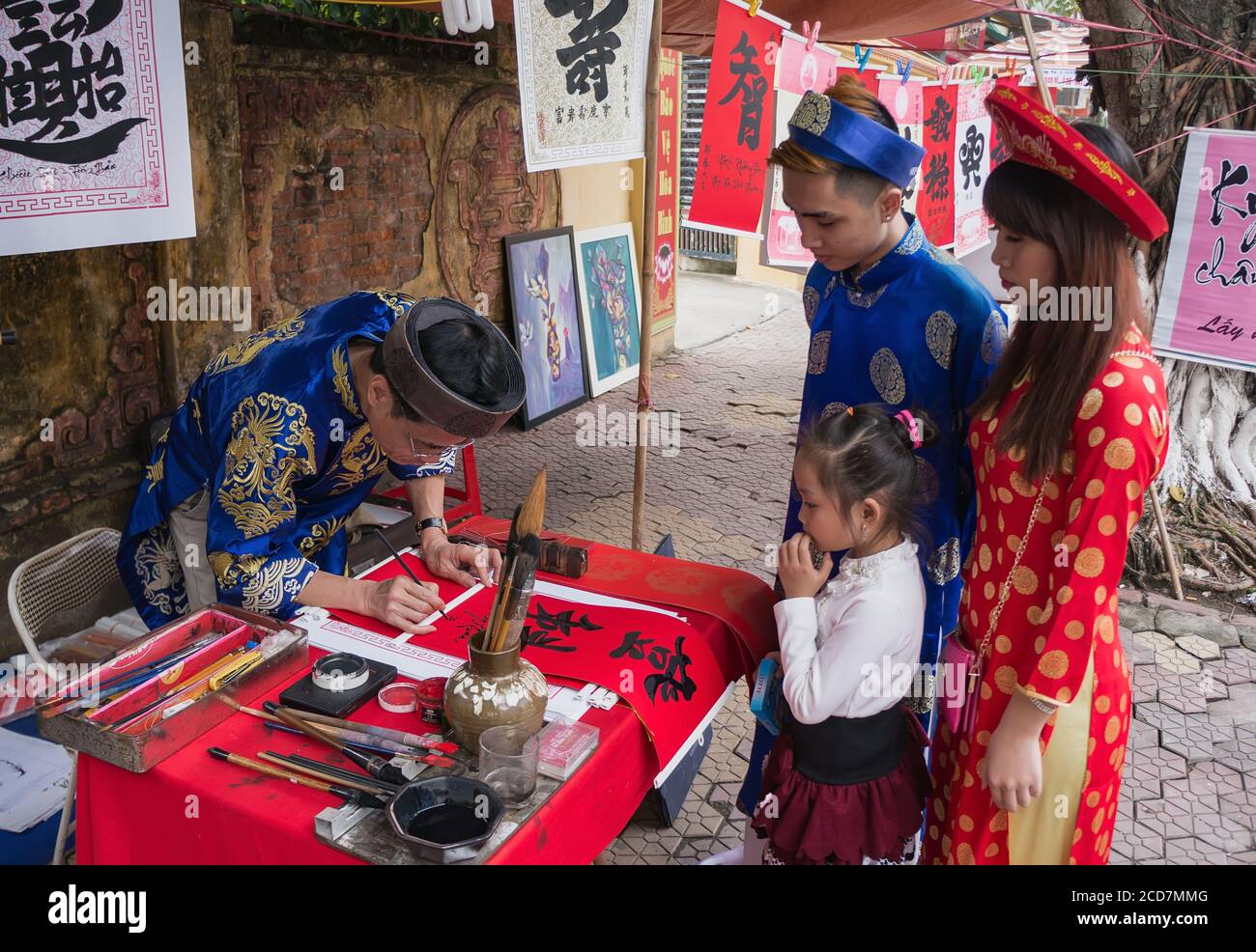 the old town, the art of calligraphy, traditional Tet in Hai Duong, Vietnam Stock Photo