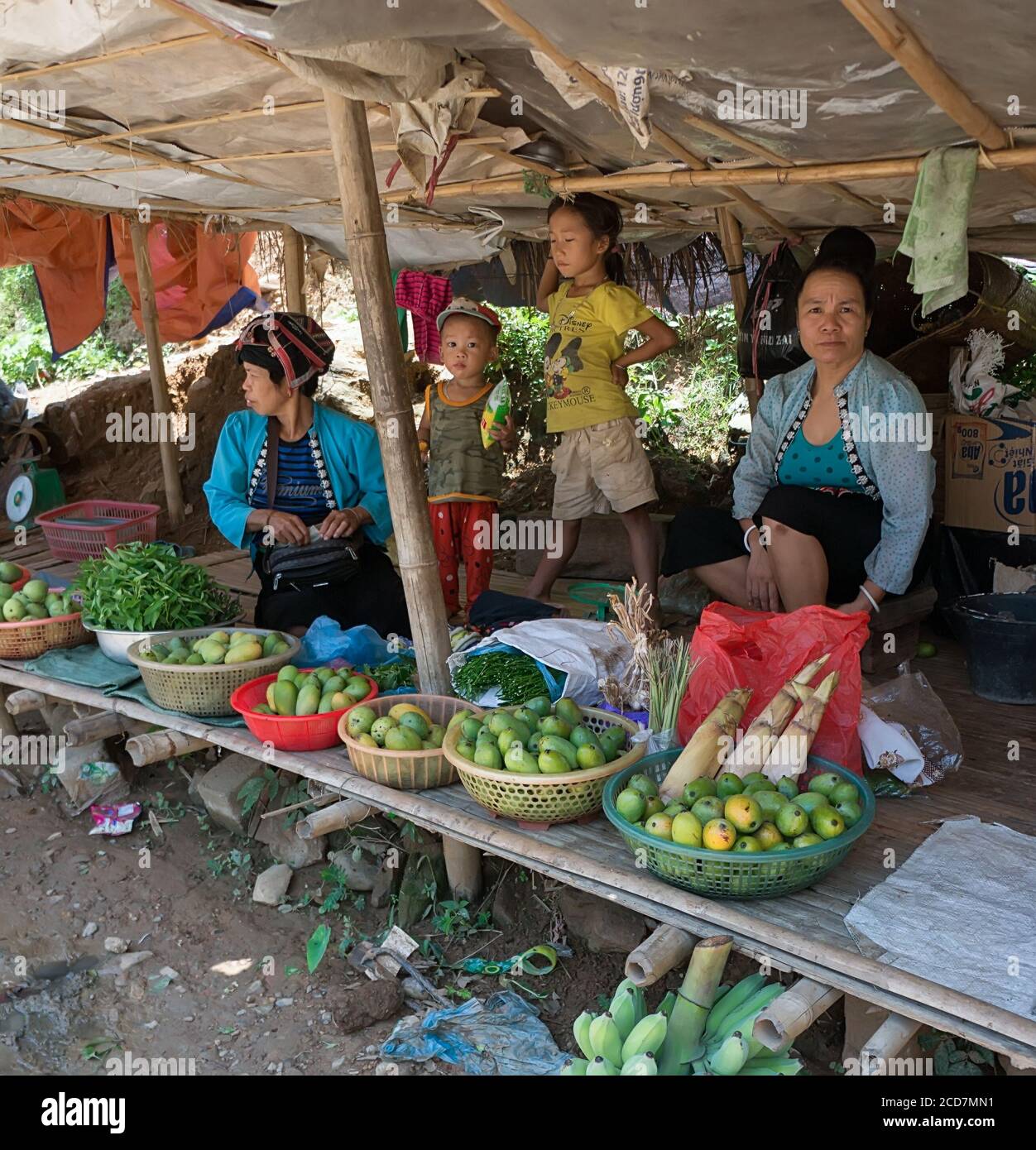 Hmong women. highland Lao Cai, selling vegetables Stock Photo