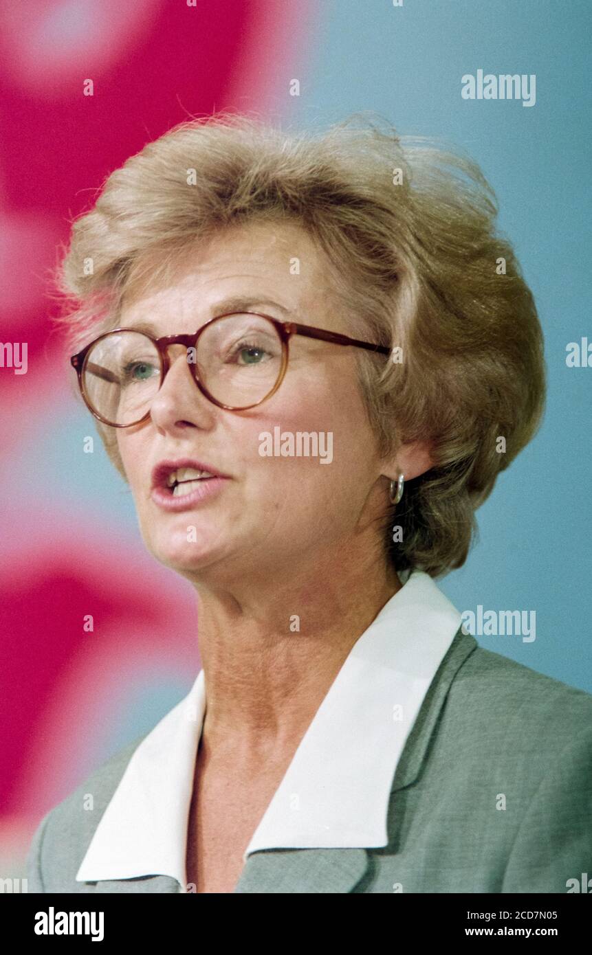 Glenys Kinnock on the platform at Labour Party Conference at the Brighton Centre in East Sussex. 27 September 1993. Photo: Neil Turner Stock Photo