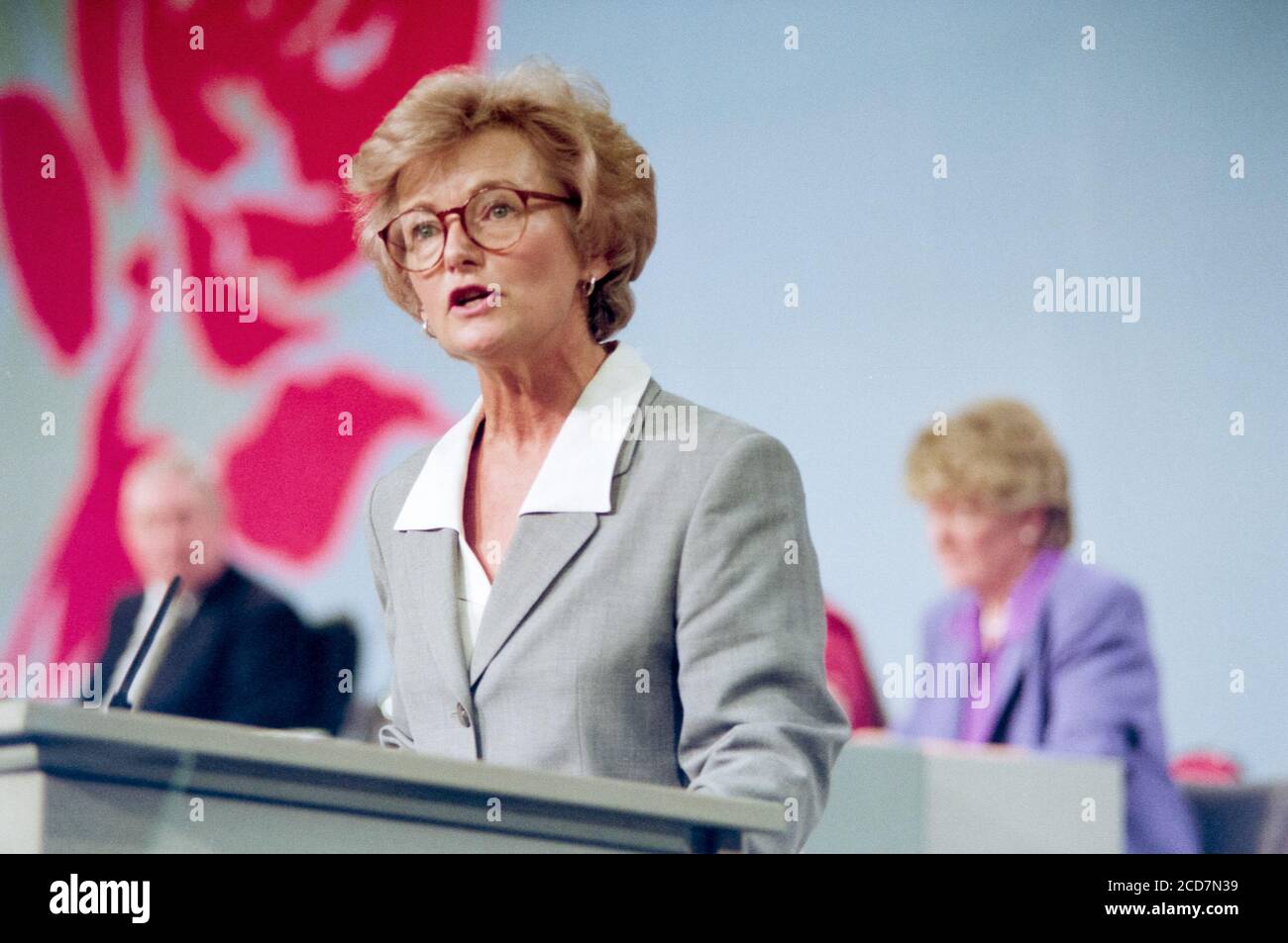 Glenys Kinnock on the platform at Labour Party Conference at the Brighton Centre in East Sussex. 27 September 1993. Photo: Neil Turner Stock Photo