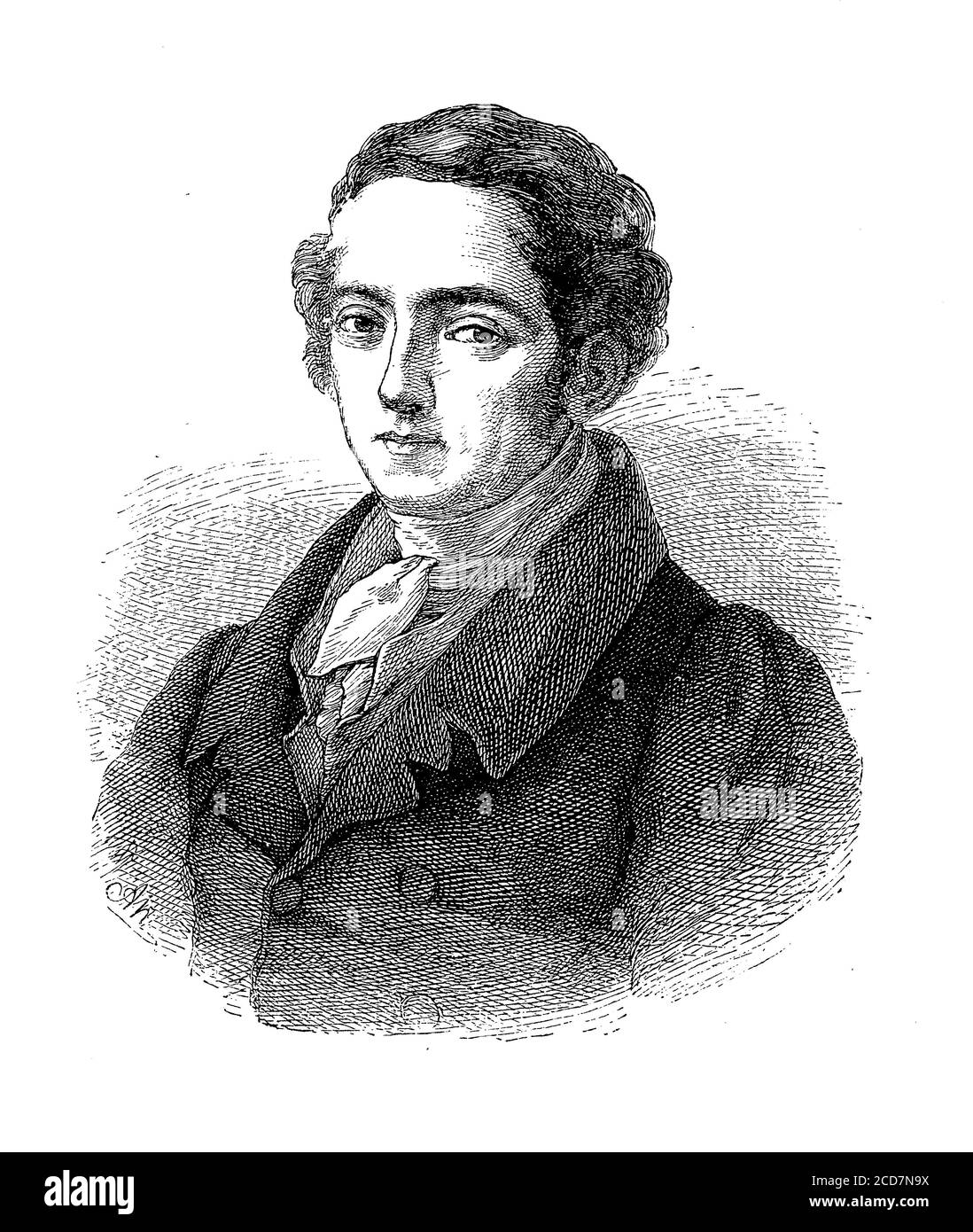Joseph von Fraunhofer (1787 - 1826) Bavarian physicist, inventor, optical lens manufacturer for telescopes and spettroscopes, discoverer of the sun absorption lines Stock Photo