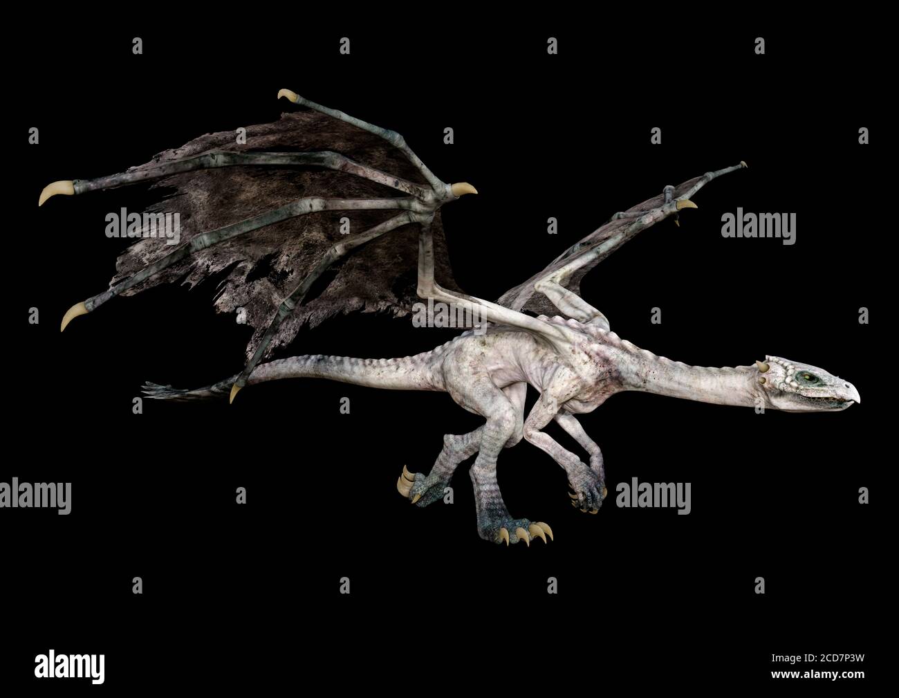 3D rendering of a fantasy dragon isolated on black background Stock ...