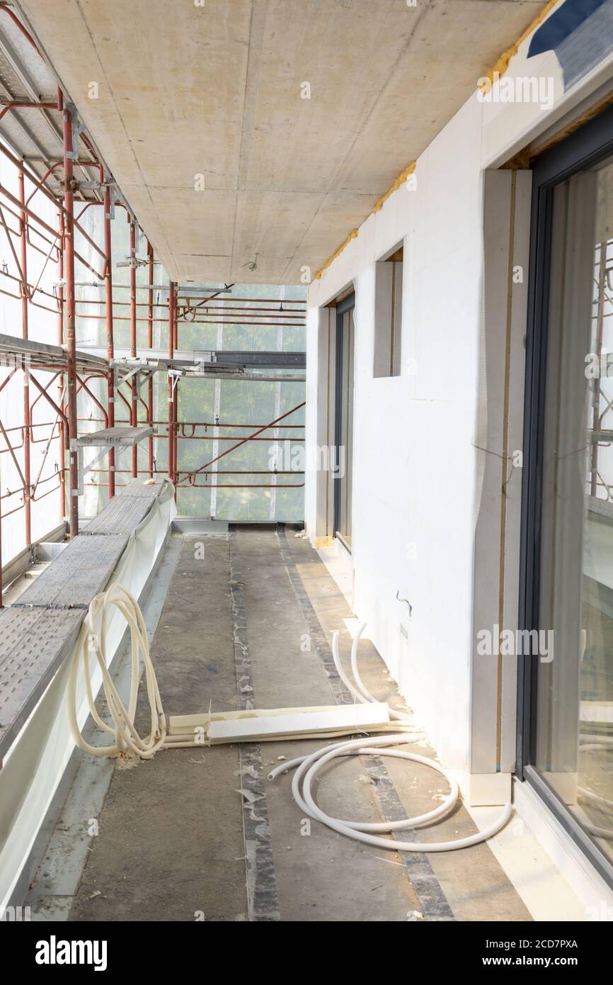 Modern Apartment Under Construction in Switzerland. Stock Photo