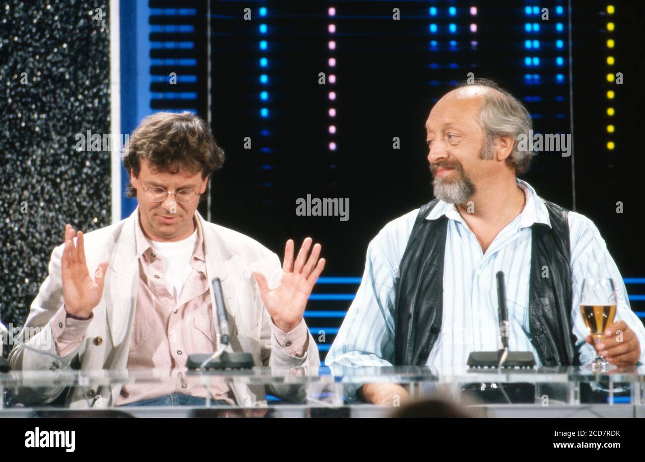 Dall-As, Comedy-Talkshow, Sendung vom 13. Juni 1990, Talkgast Jörg Kachelmann (?) und Moderator Karl Dall Stock Photo