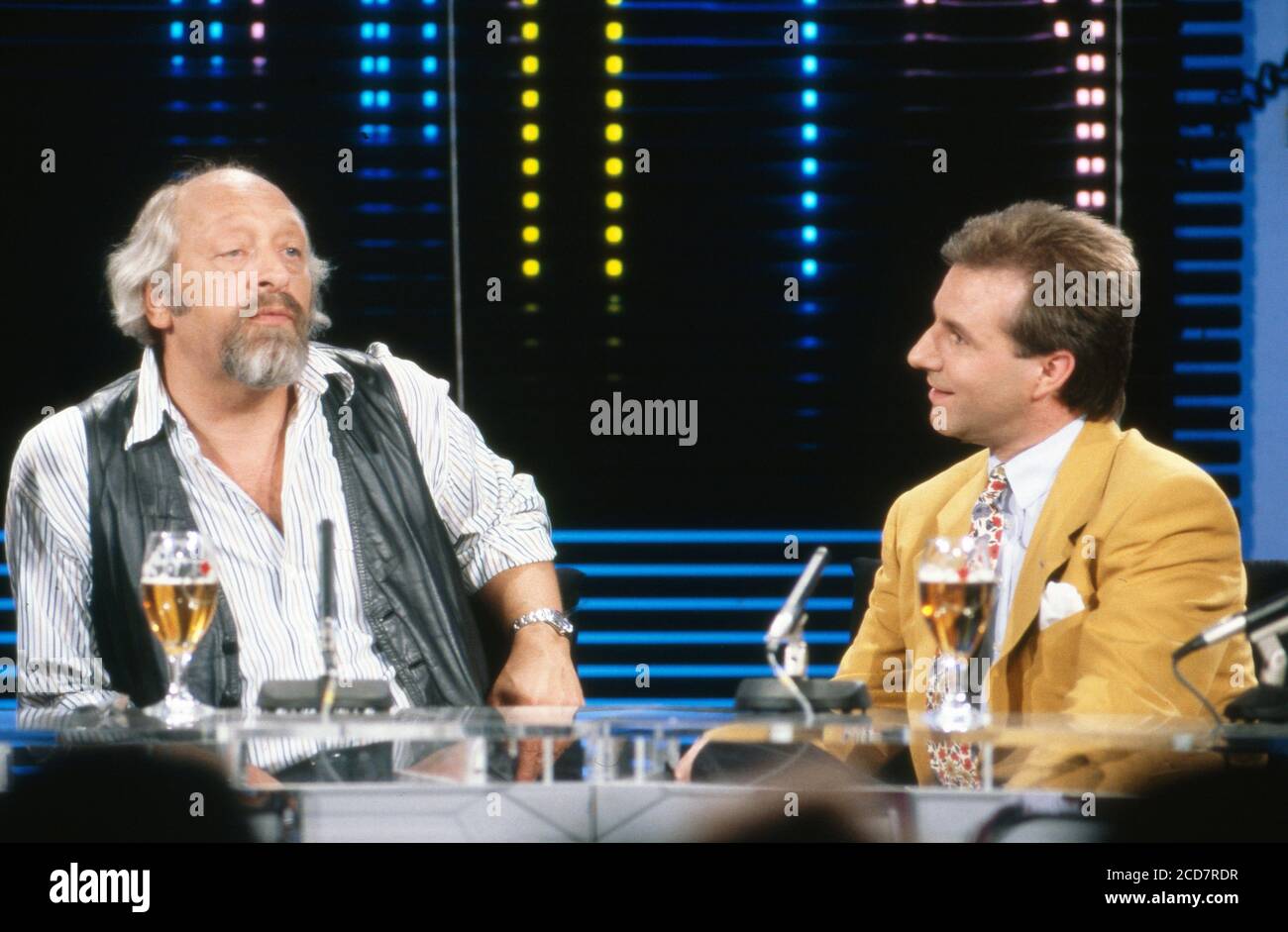 Dall-As, Comedy-Talkshow, Sendung vom 13. Juni 1990, Moderator Karl Dall mit Talkgast Jan Hofer Stock Photo