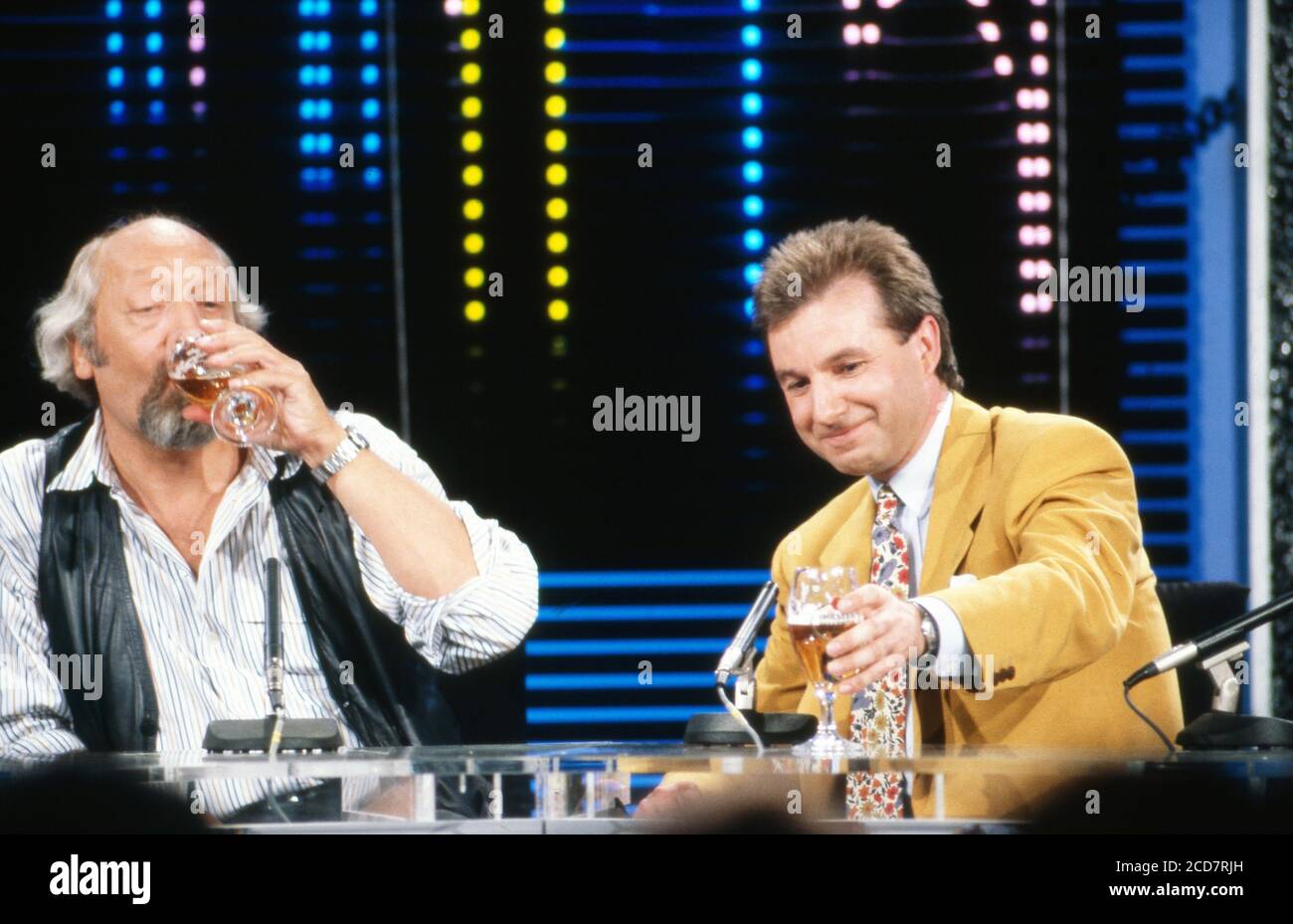Dall-As, Comedy-Talkshow, Sendung vom 13. Juni 1990, Moderator Karl Dall mit Talkgast Jan Hofer Stock Photo