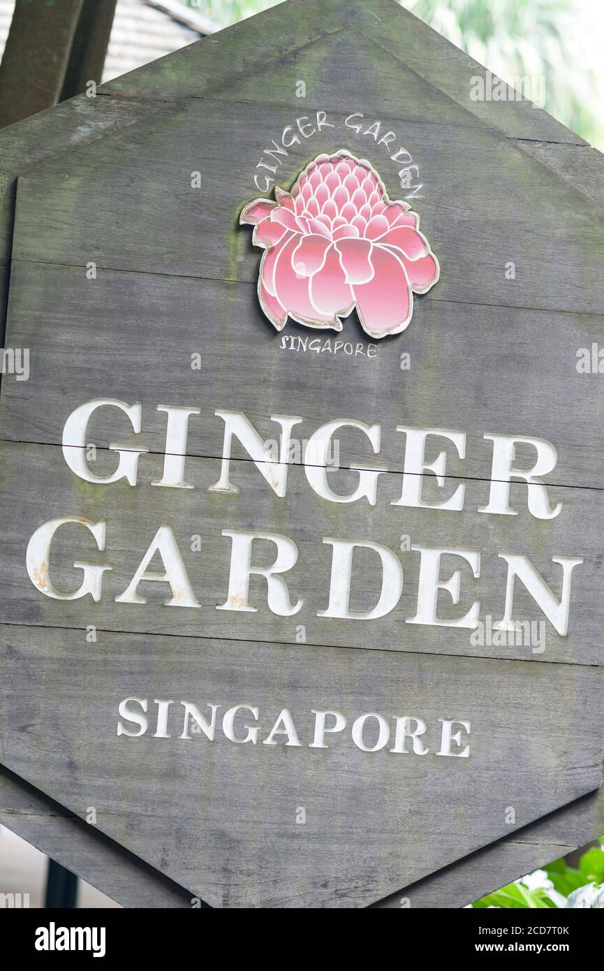 GINGER GARDEN SIGN, BOTANICAL GARDENS, SINGAPORE Stock Photo Alamy