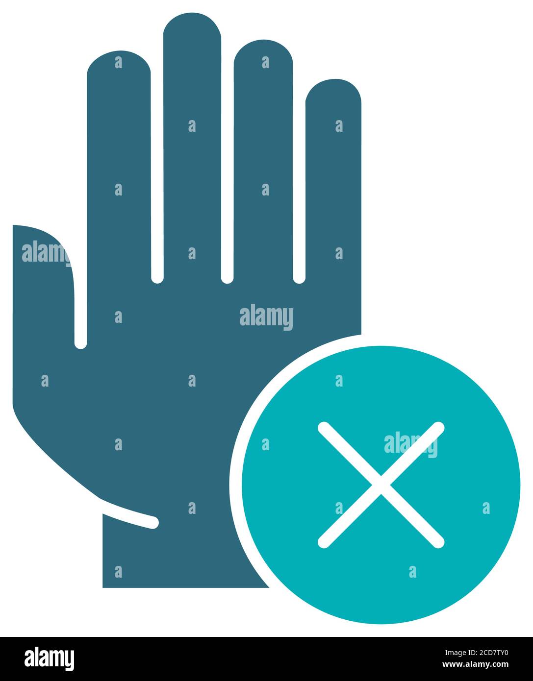 Hand with cross checkmark colored icon. Hygiene, human protection