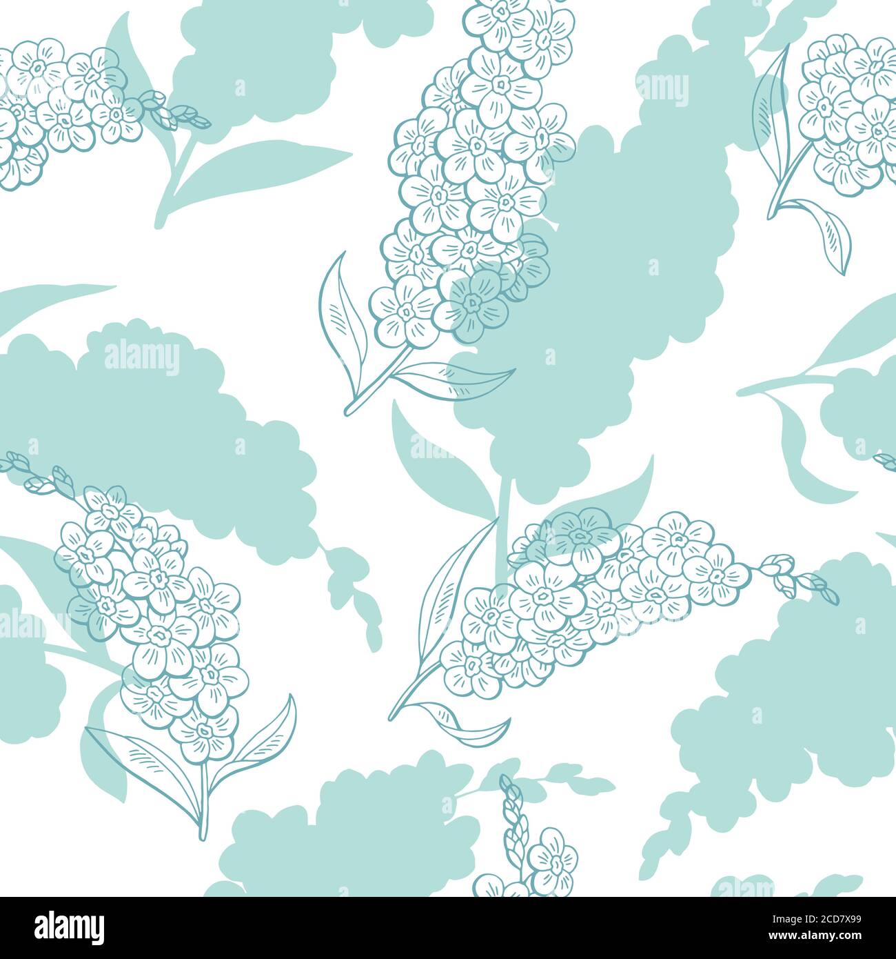 Forget me not flower graphic blue color seamless pattern sketch illustration vector Stock Vector