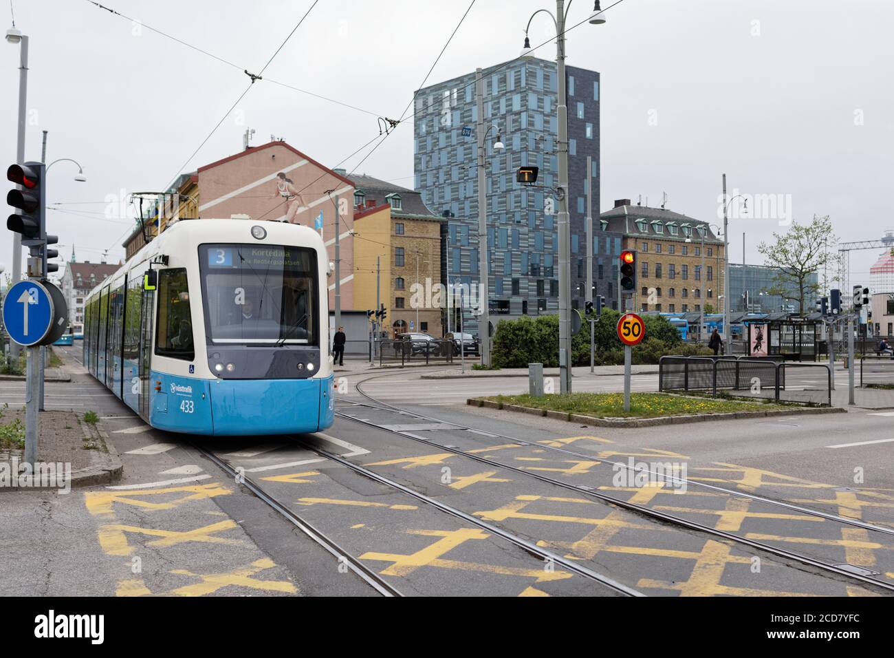 Tram  on street of Gothenburg, Sweden Stock Photo