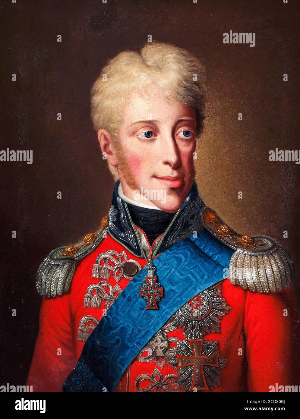 Frederick VI (1768-1839), King of Denmark and Norway, portrait painting by Christoph Wilhelm Sohlien, after Friedrich Carl Groger, 1855 Stock Photo