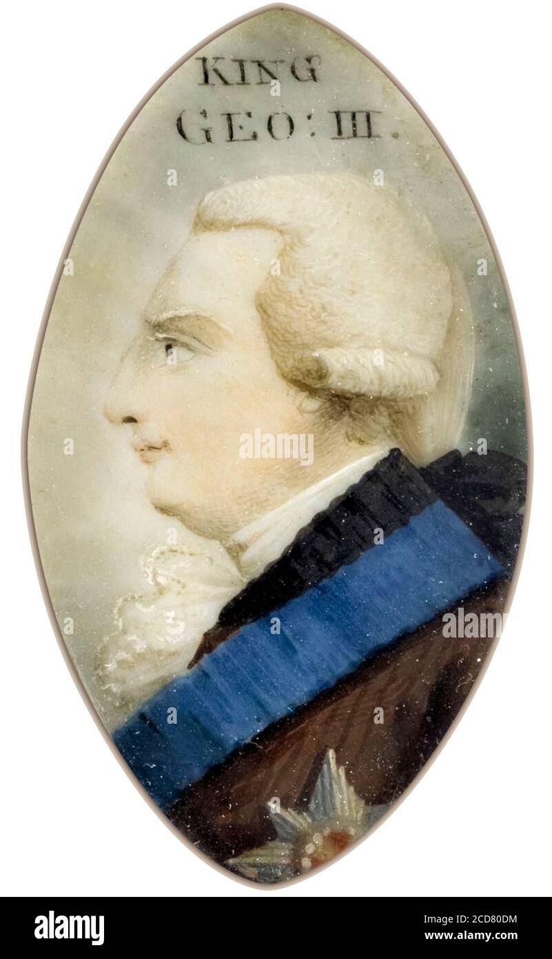 King George III of the United Kingdom (1738-1820), miniature brooch, portrait miniature 1765-1775 Stock Photo