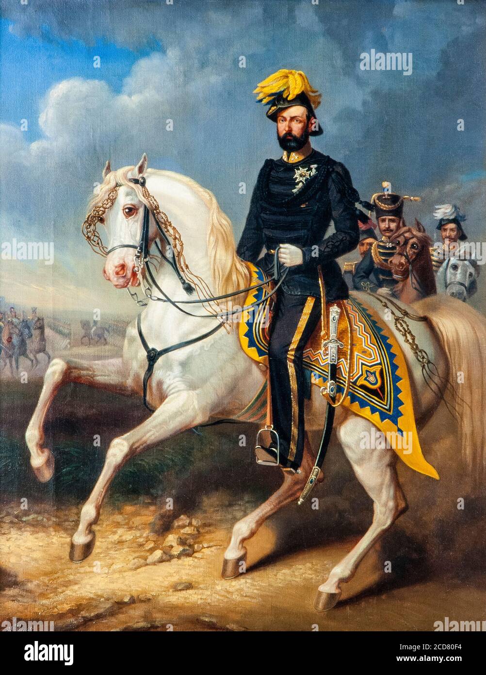 Charles XV (1826-1872), King of Sweden and Norway, equestrian portrait by Carl Fredrik Kiörboe, circa 1860 Stock Photo