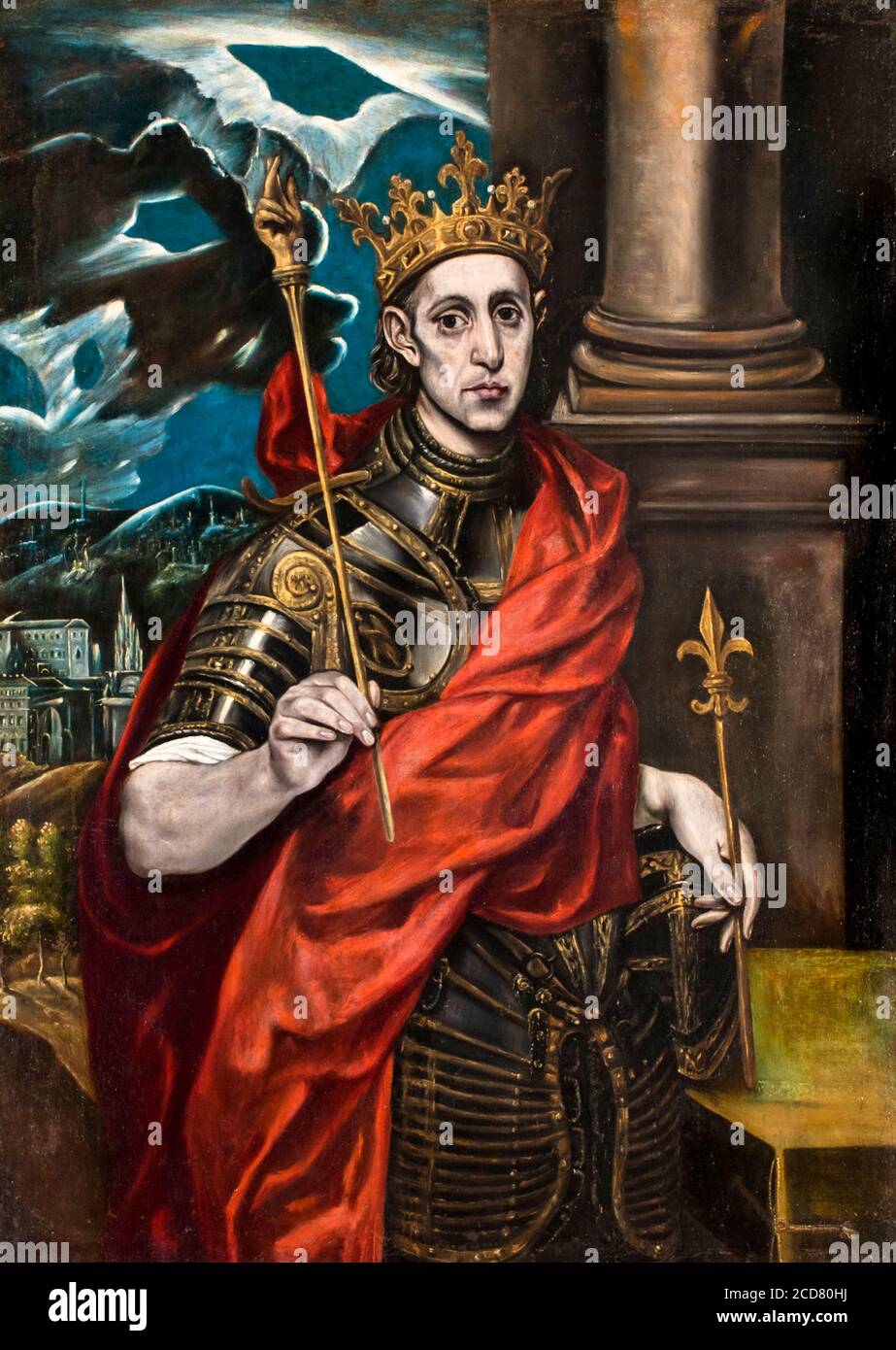 St Louis, King of France (Louis IX, 1214-1270), painting by Workshop of El Greco, 1615-1630 Stock Photo