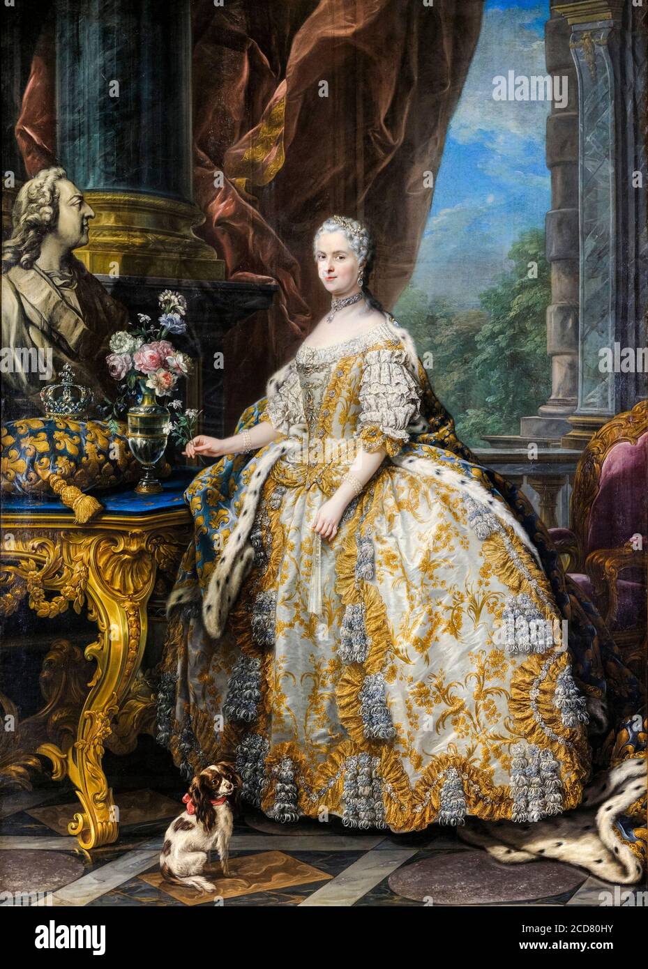 Marie Leszczinska (1703-1768), Queen of France, portrait painting by Carle van Loo, 1747 Stock Photo