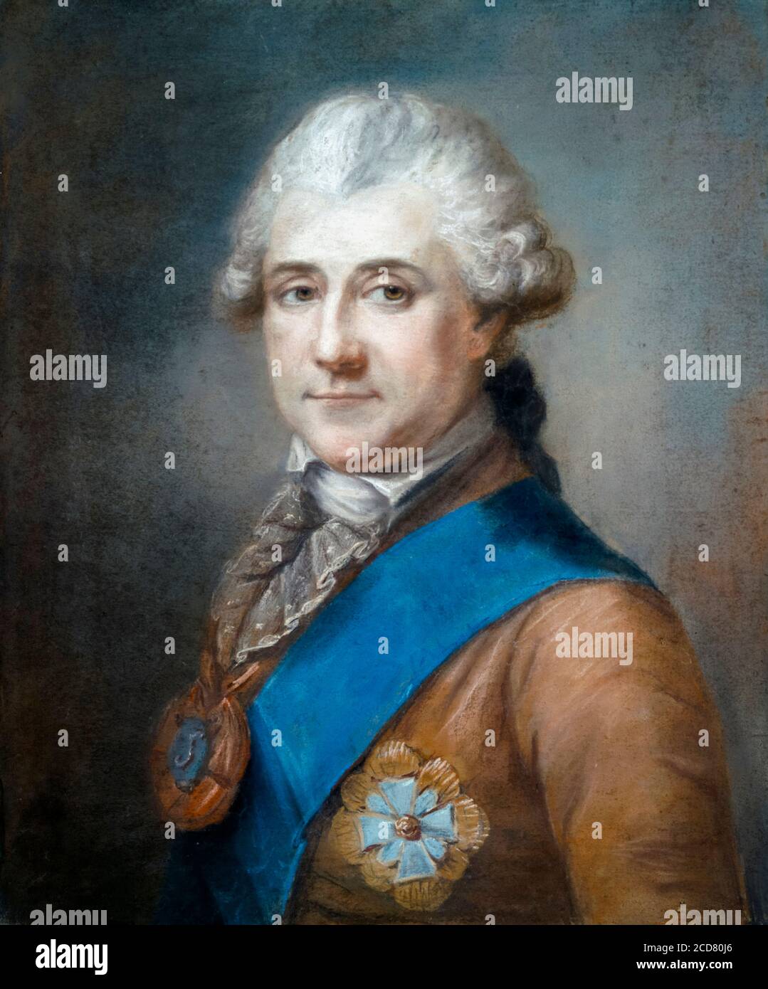 Stanisław II Augustus (1732-1798), King of Poland, portrait drawing by Marcello Bacciarelli, circa 1790 Stock Photo