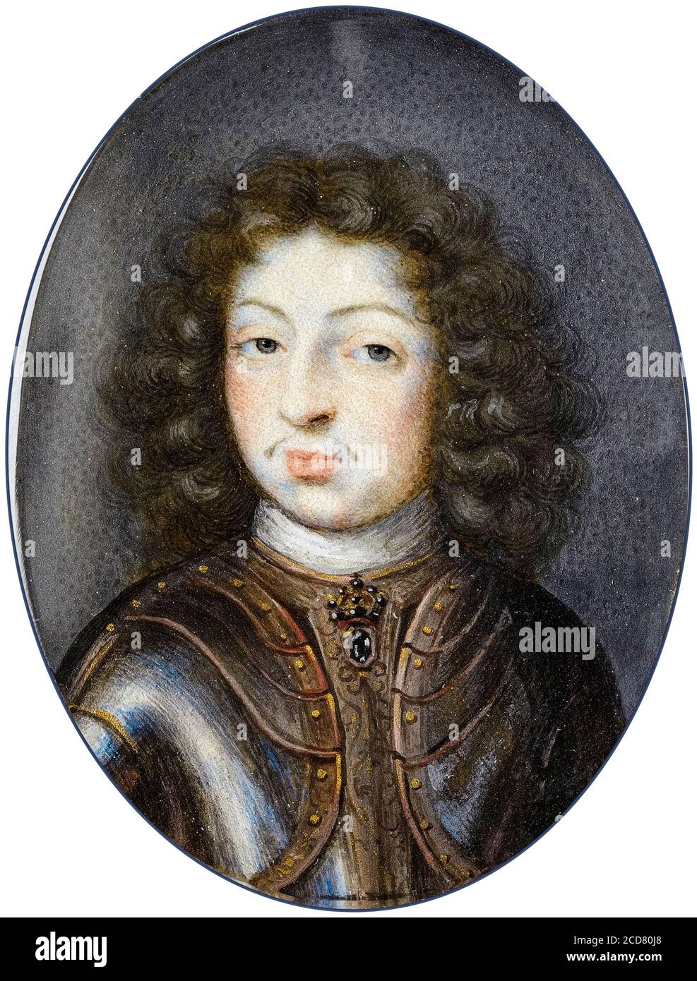 Charles XI (1655-1697), King of Sweden, portrait miniature by Pierre Signac, 1672-1675 Stock Photo