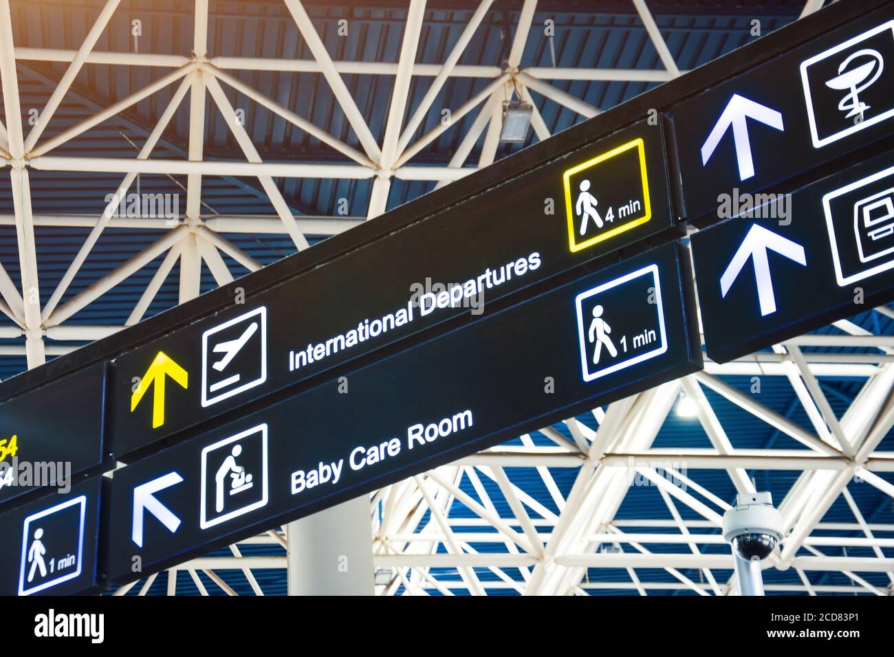 Directions on the sign at the airport - International Departures and