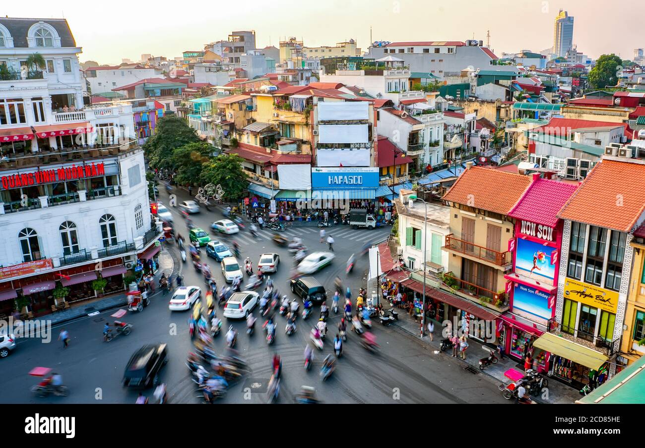 The beauty of people, urban landscape, capital Ha Noi, Vietnam Stock Photo