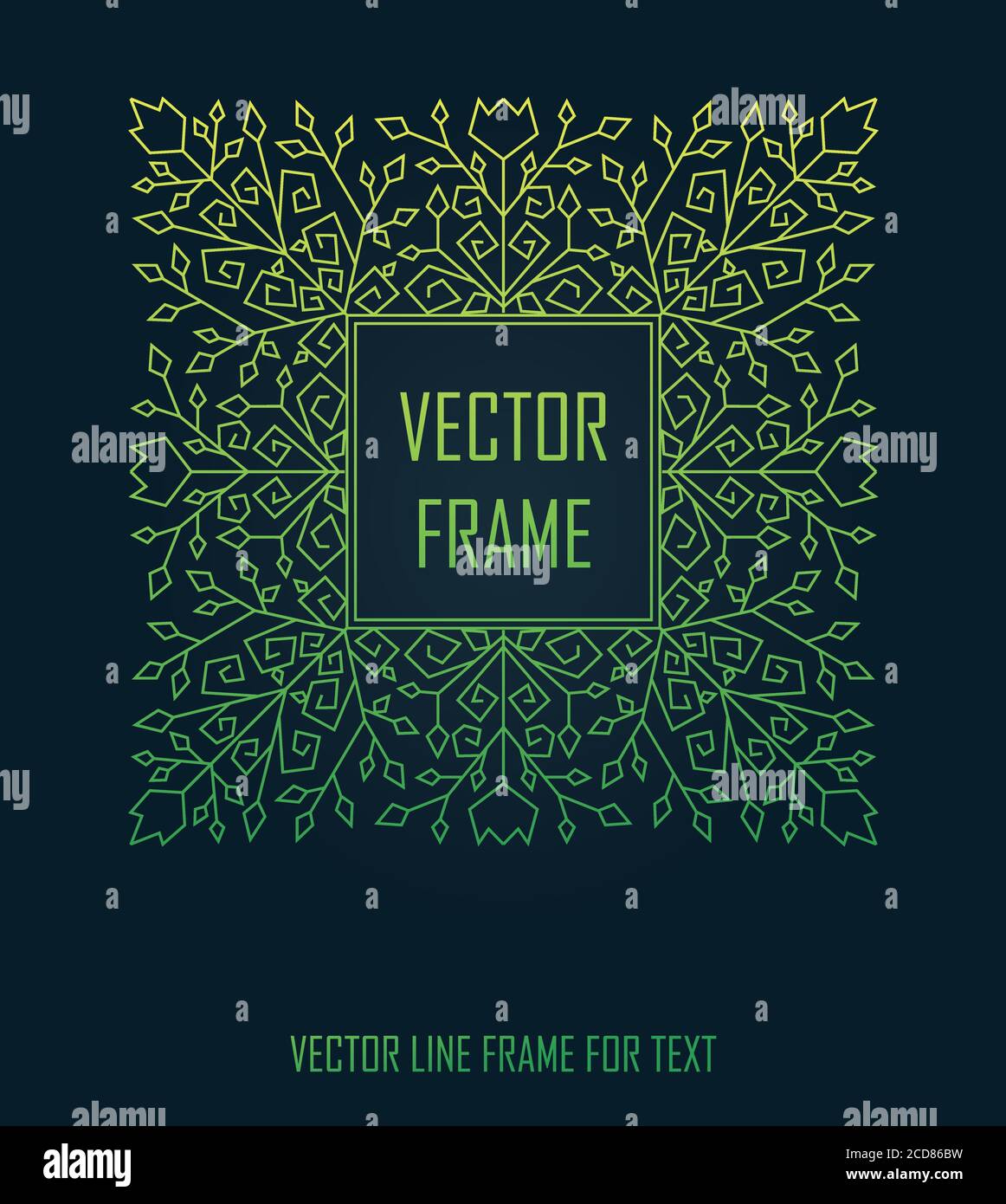 Vector linear frame with copy space for text. Monogram design element in golden and black color.  Stock Vector