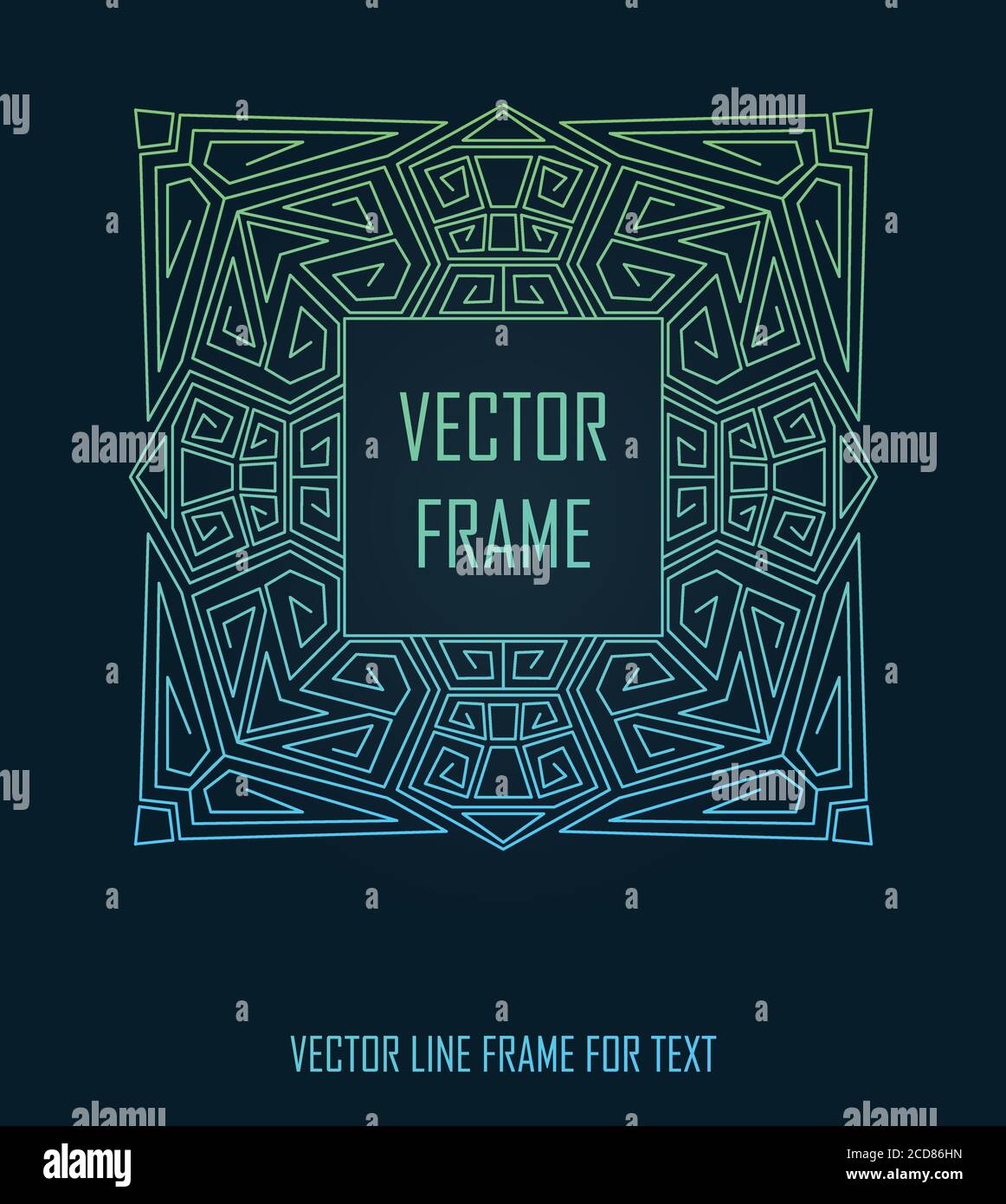 Vector linear frame with copy space for text. Monogram design element in golden and black color. Linear frame vector template Stock Vector