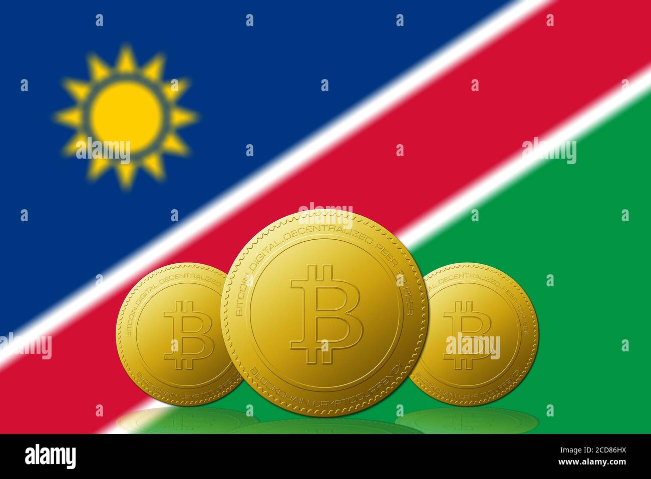 Namibia flag on a bitcoin cryptocurrency coin. 3D Rendering Stock Photo -  Alamy