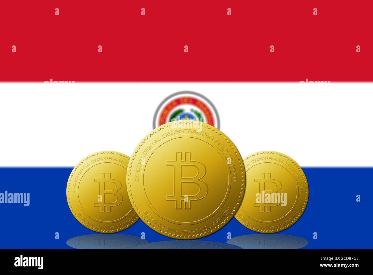 Paraguay flag on a bitcoin cryptocurrency coin. 3D Rendering Stock Photo -  Alamy