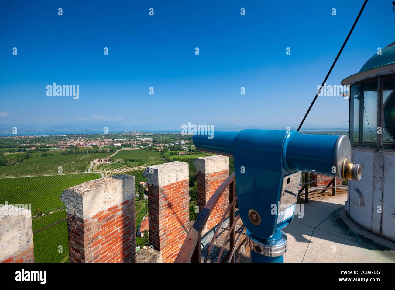 Italy, Lombardy, Desenzano del Garda, Garda Lake View From Monumental Tower of St. Martin of the Battle Stock Photo