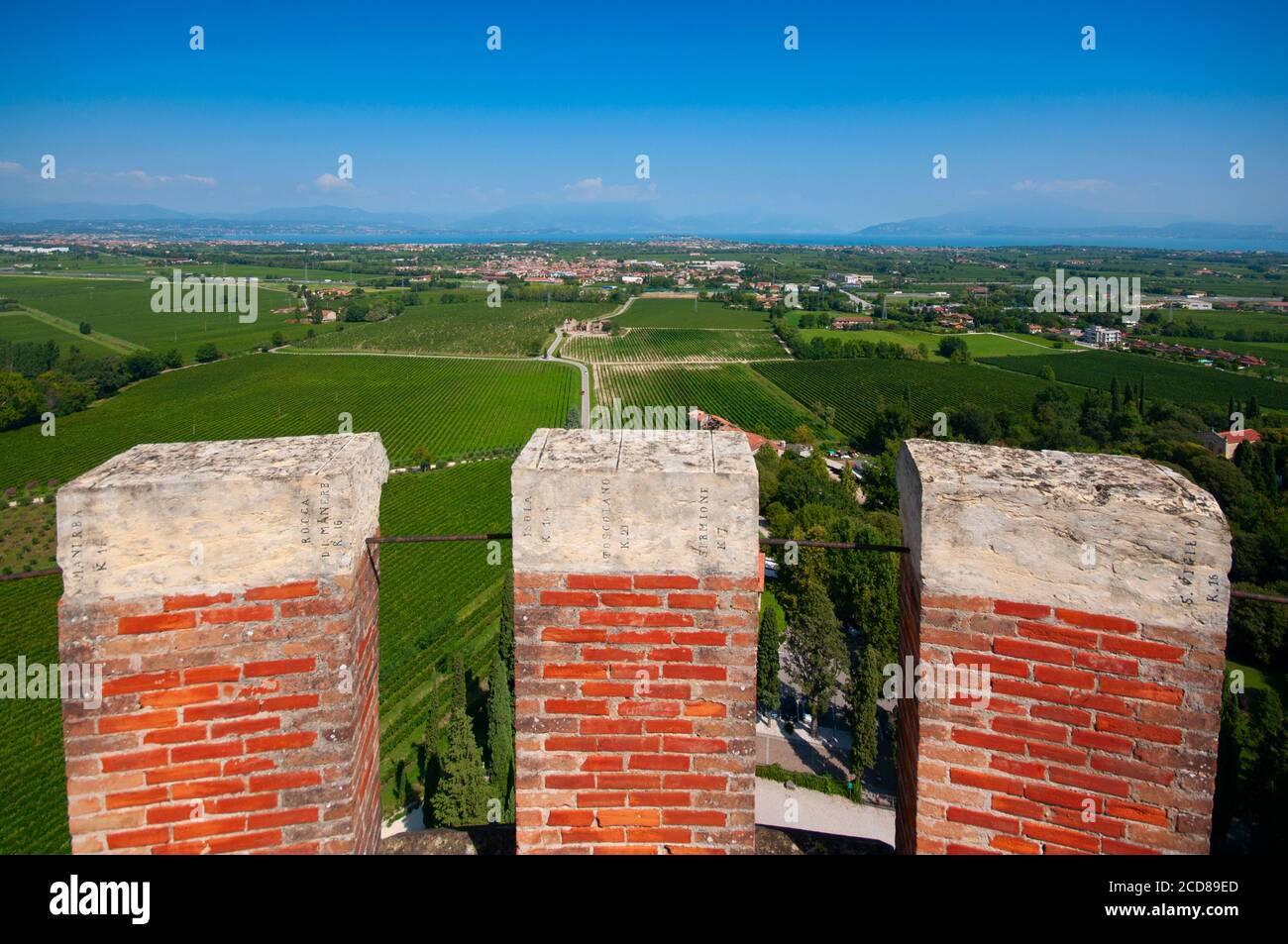 Italy, Lombardy, Desenzano del Garda, Garda Lake View From Monumental Tower of St. Martin of the Battle Stock Photo