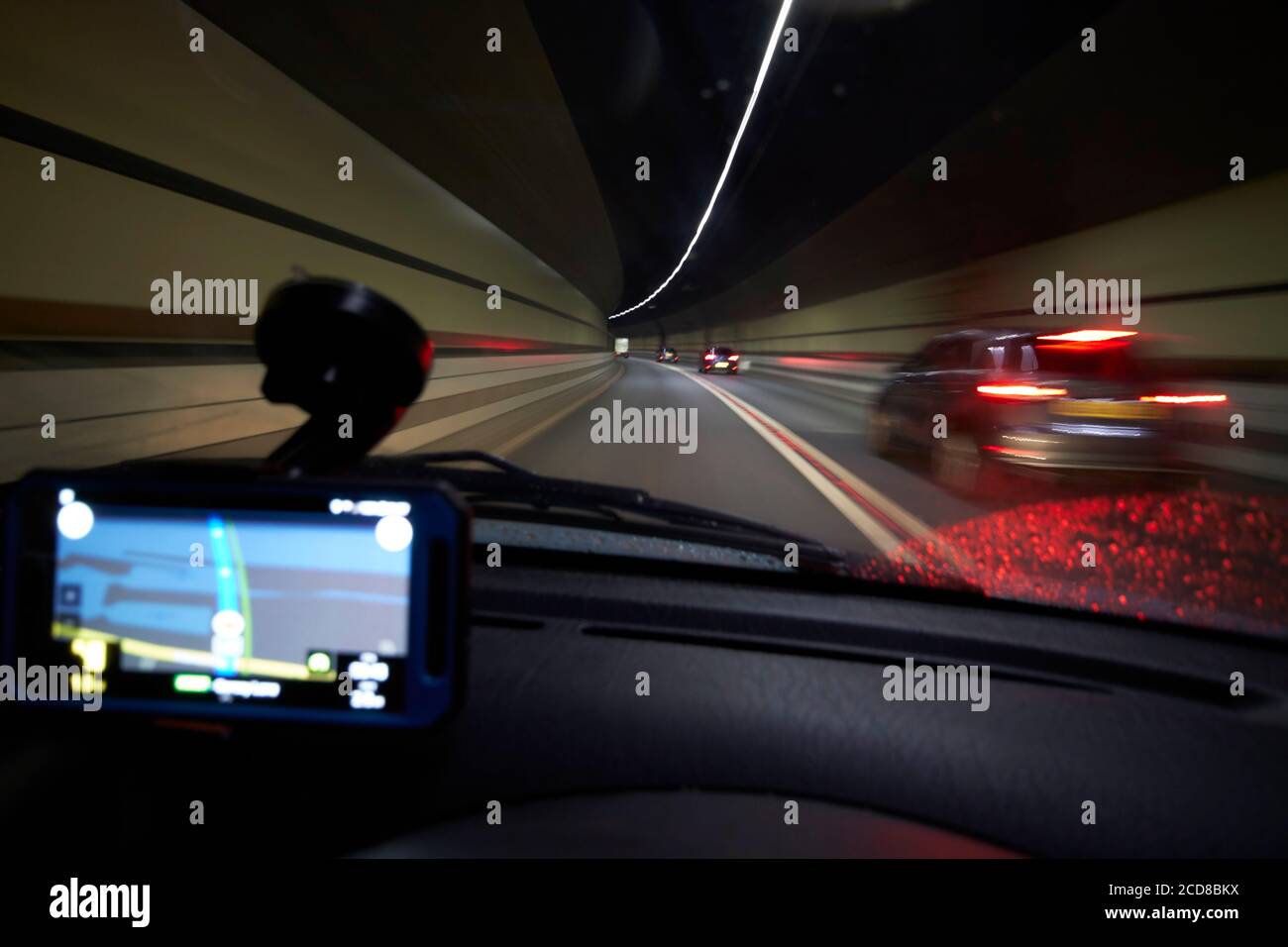 driving through the kingsway mersey tunnel liverpool england uk deliberate motion blur speed Stock Photo