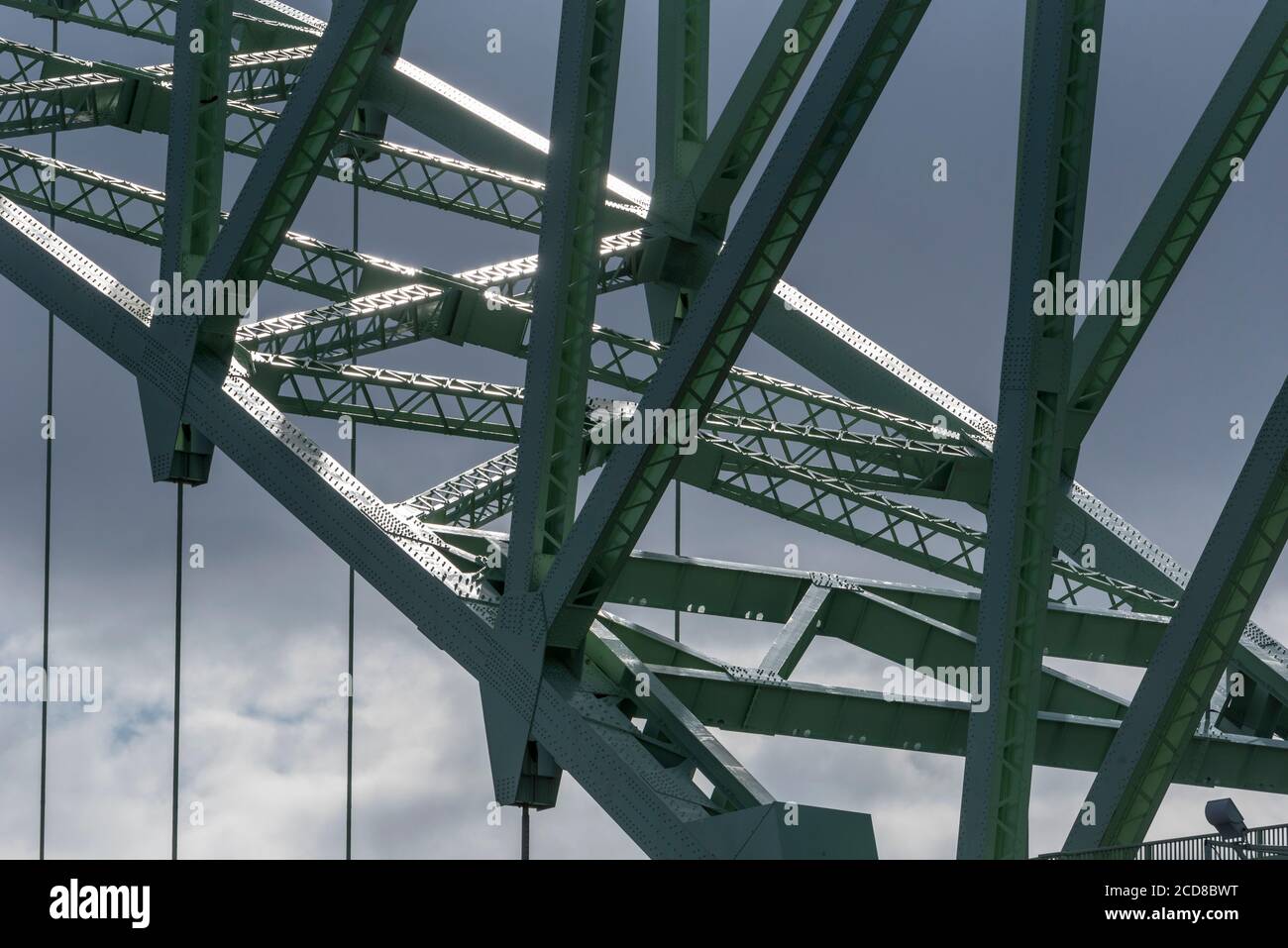 Steel girders on the Queensway bridge over the river Mersey between Widnes and Runcorn. Stock Photo