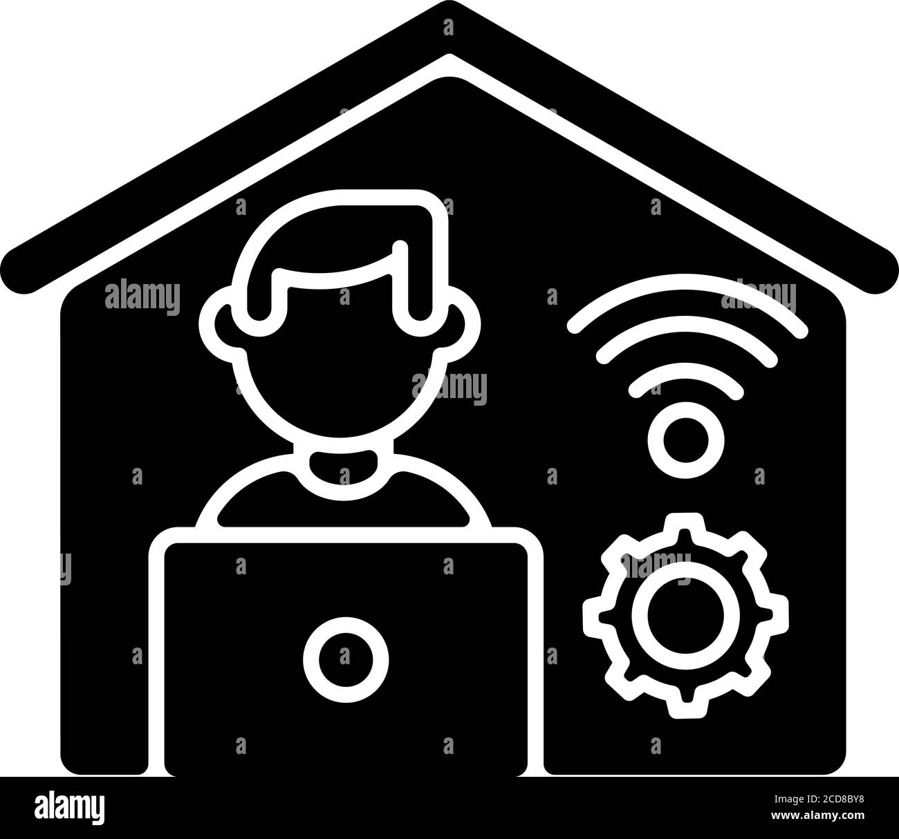 Remote job black glyph icon Stock Vector